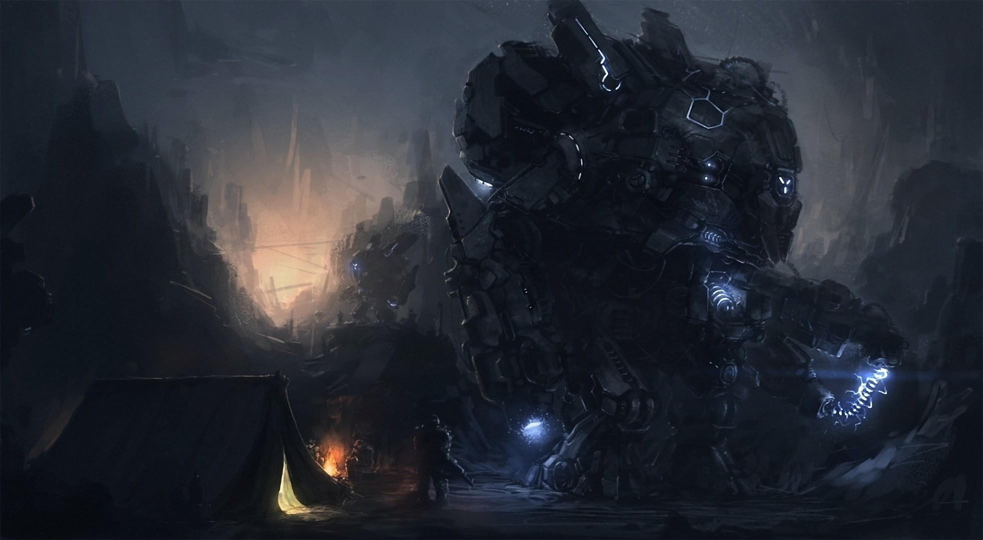 桌面上的壁纸幻想艺术 机器人 未来派