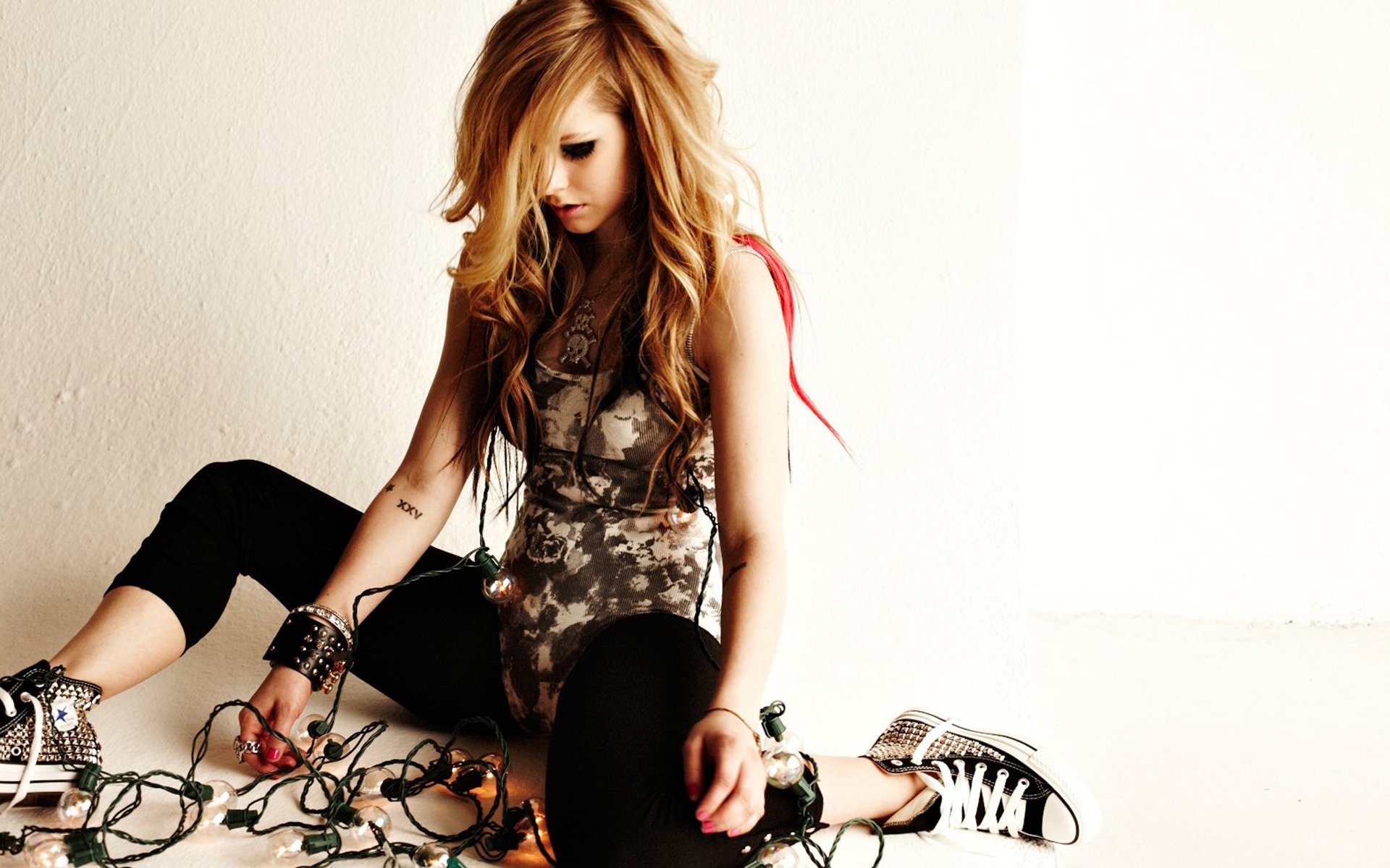 Wallpapers model long hair tattoo on the desktop