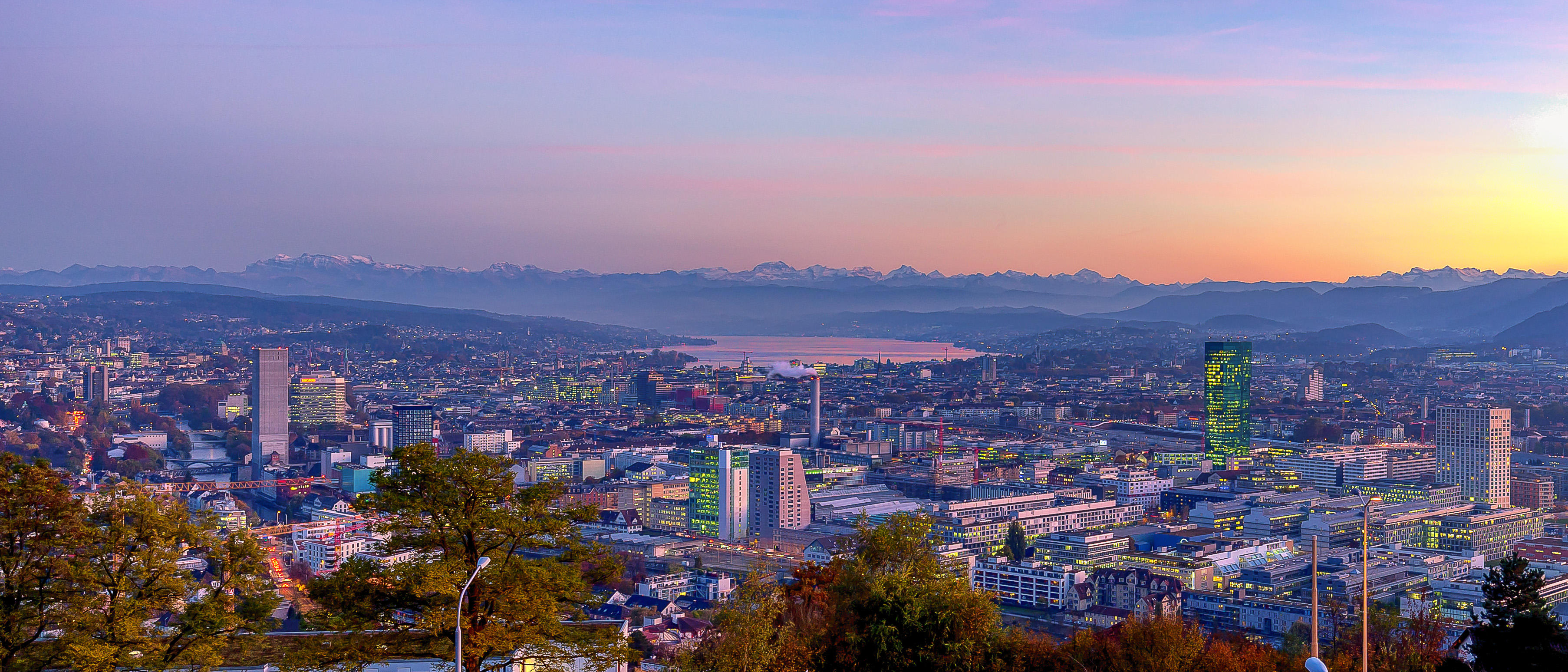 Wallpapers Zurich panorama sunset on the desktop