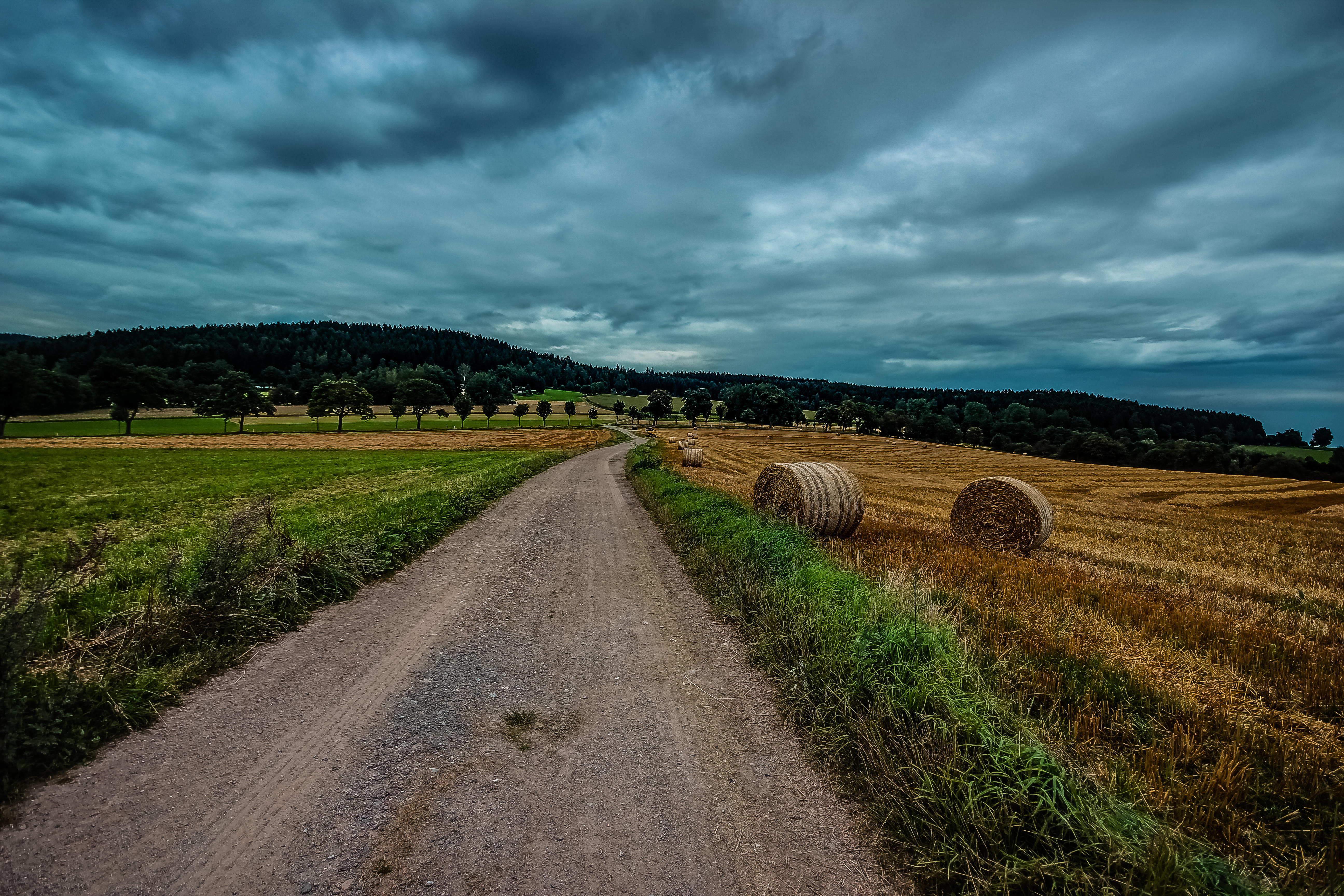 Wallpapers clouds landscapes village road on the desktop