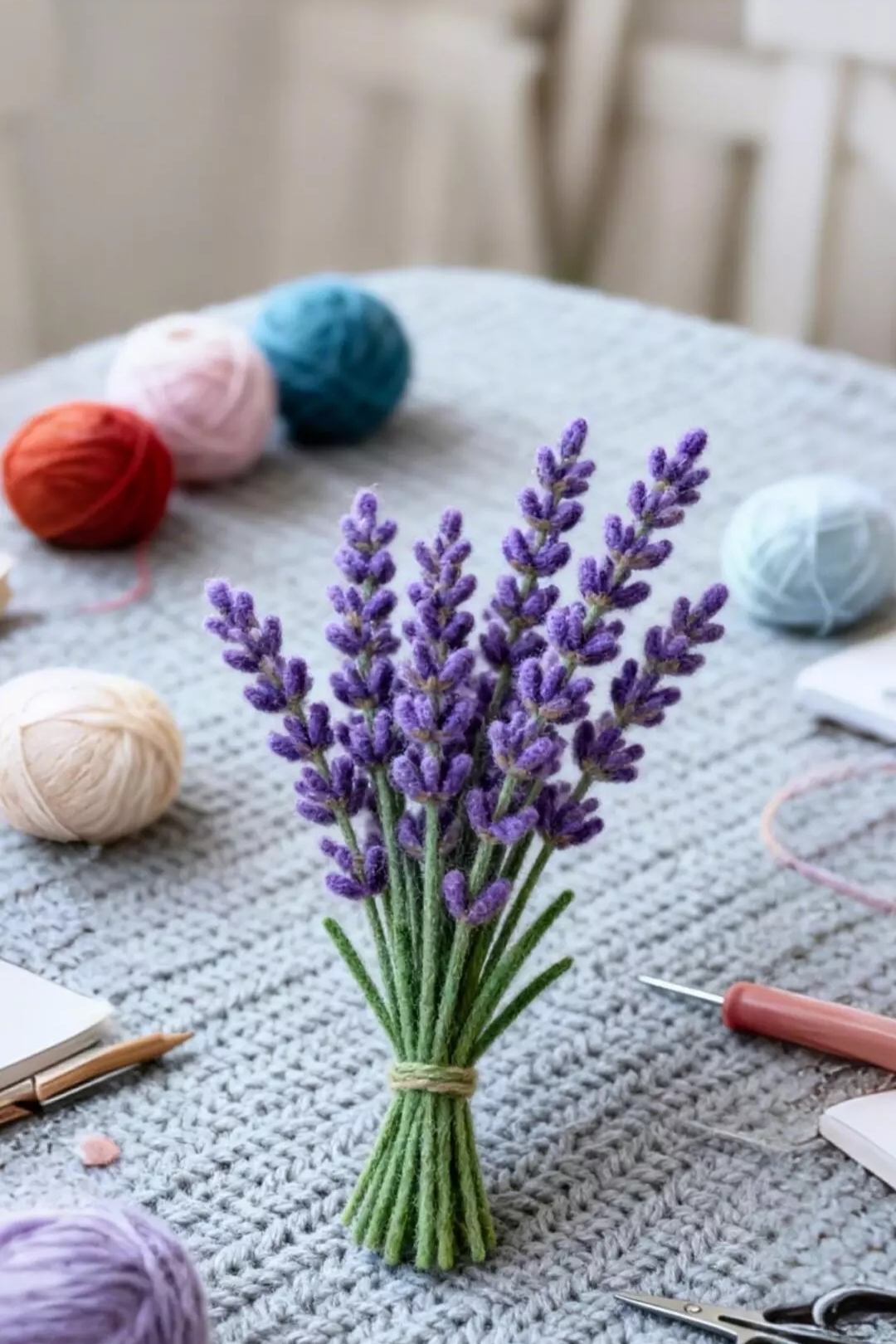Бесплатное фото Лавандовый букет крючком: вдохновение для творчества