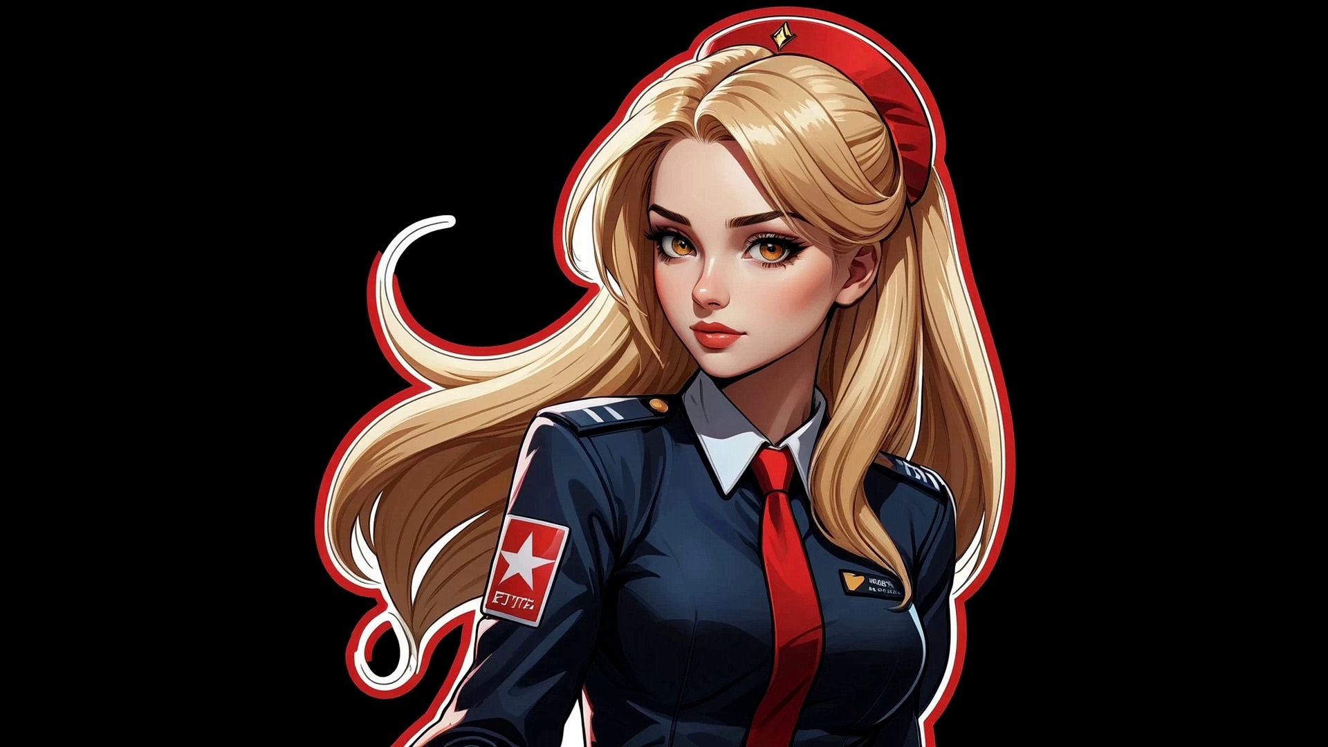 免费照片黑色背景上的空姐女孩