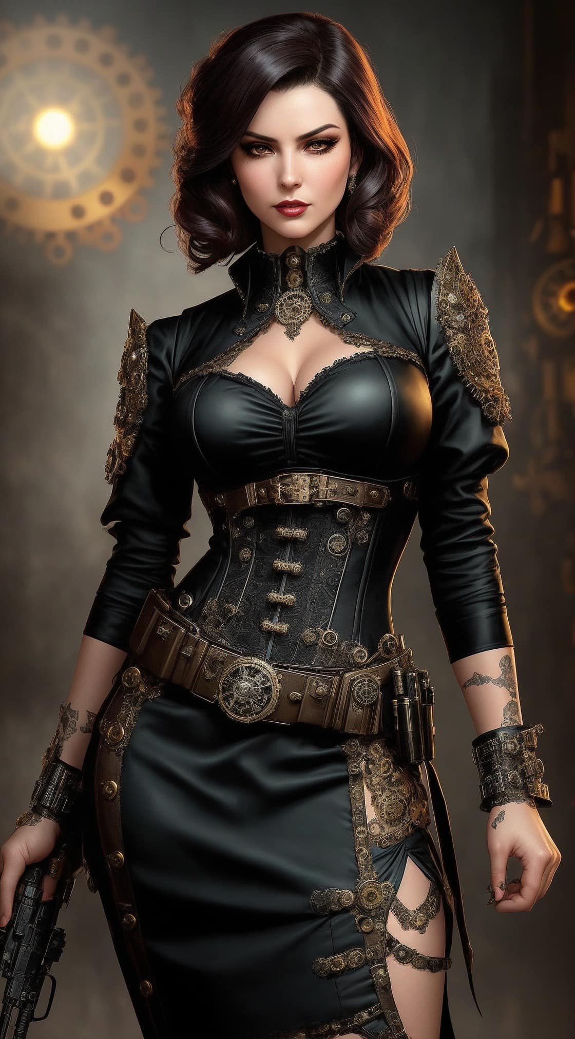 Бесплатное фото Дама с револьвером