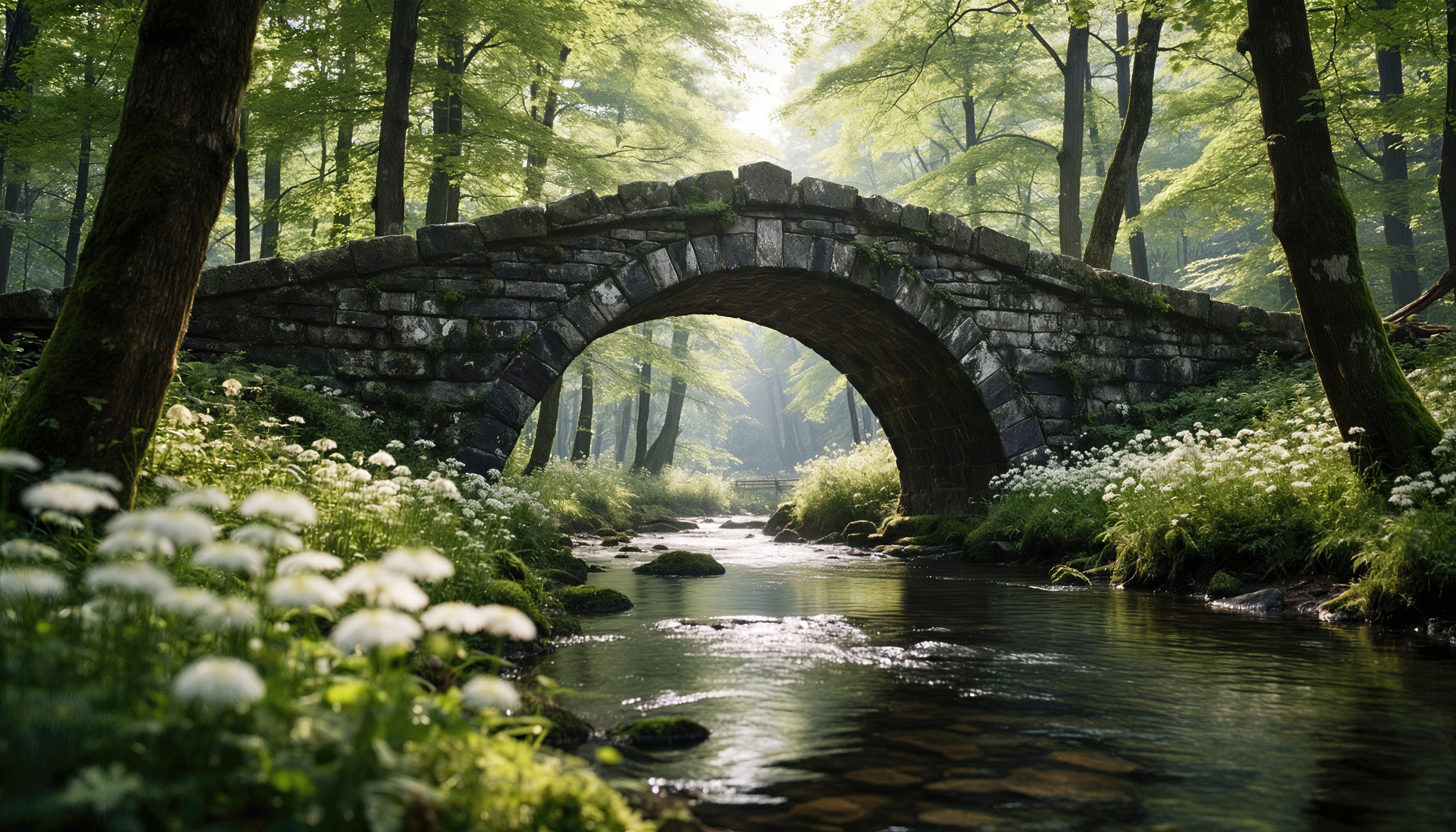 Wallpapers stone bridge arch forest on the desktop
