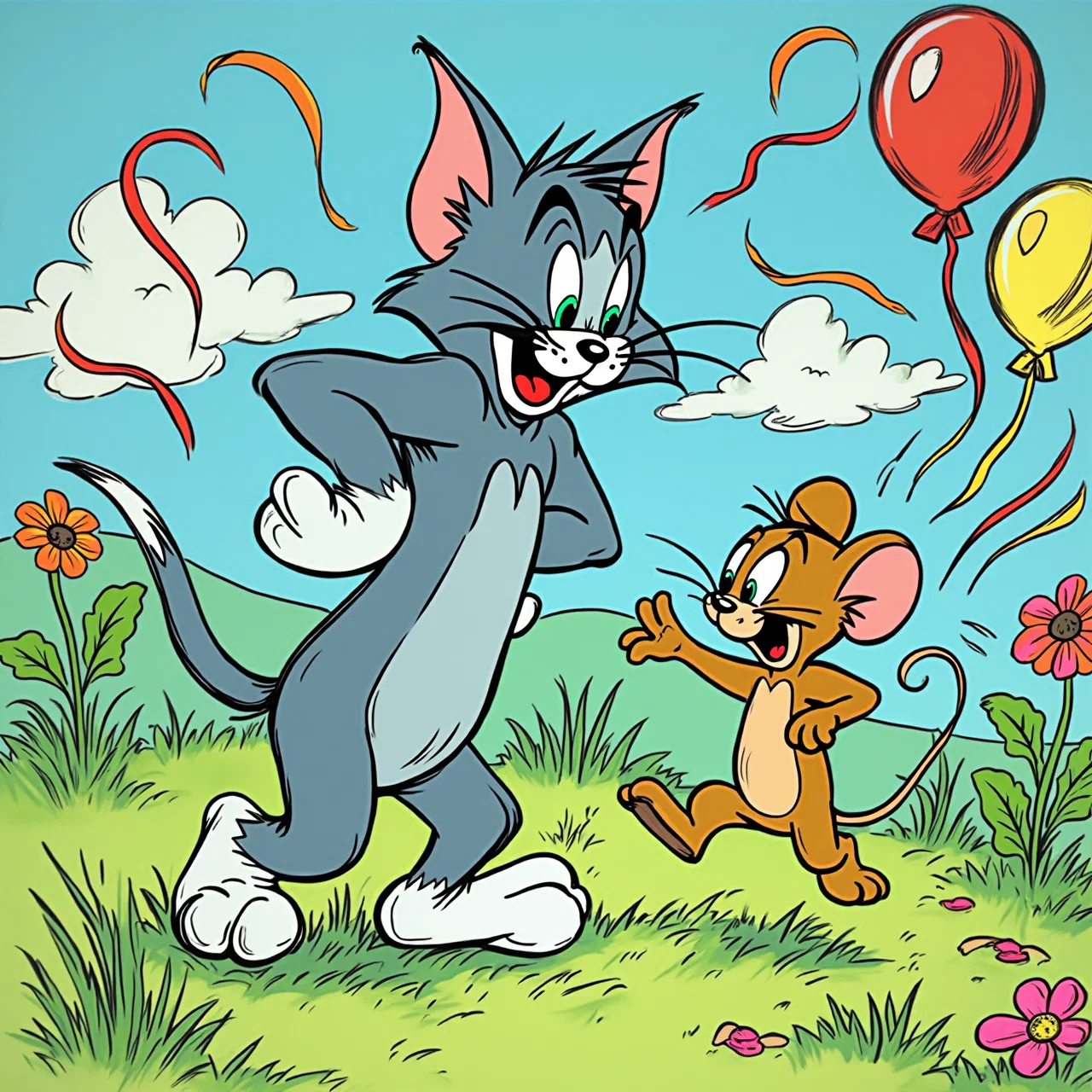 Том и Джерри весной на природе