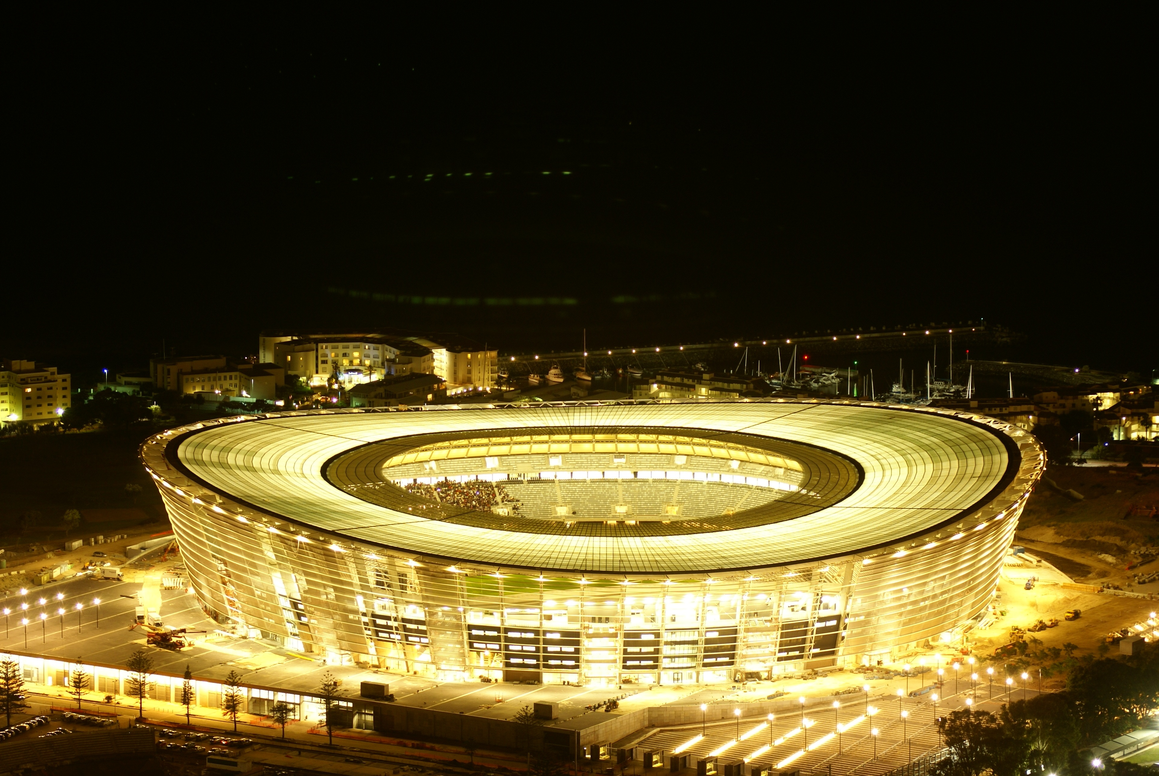 Free photo A glowing soccer stadium