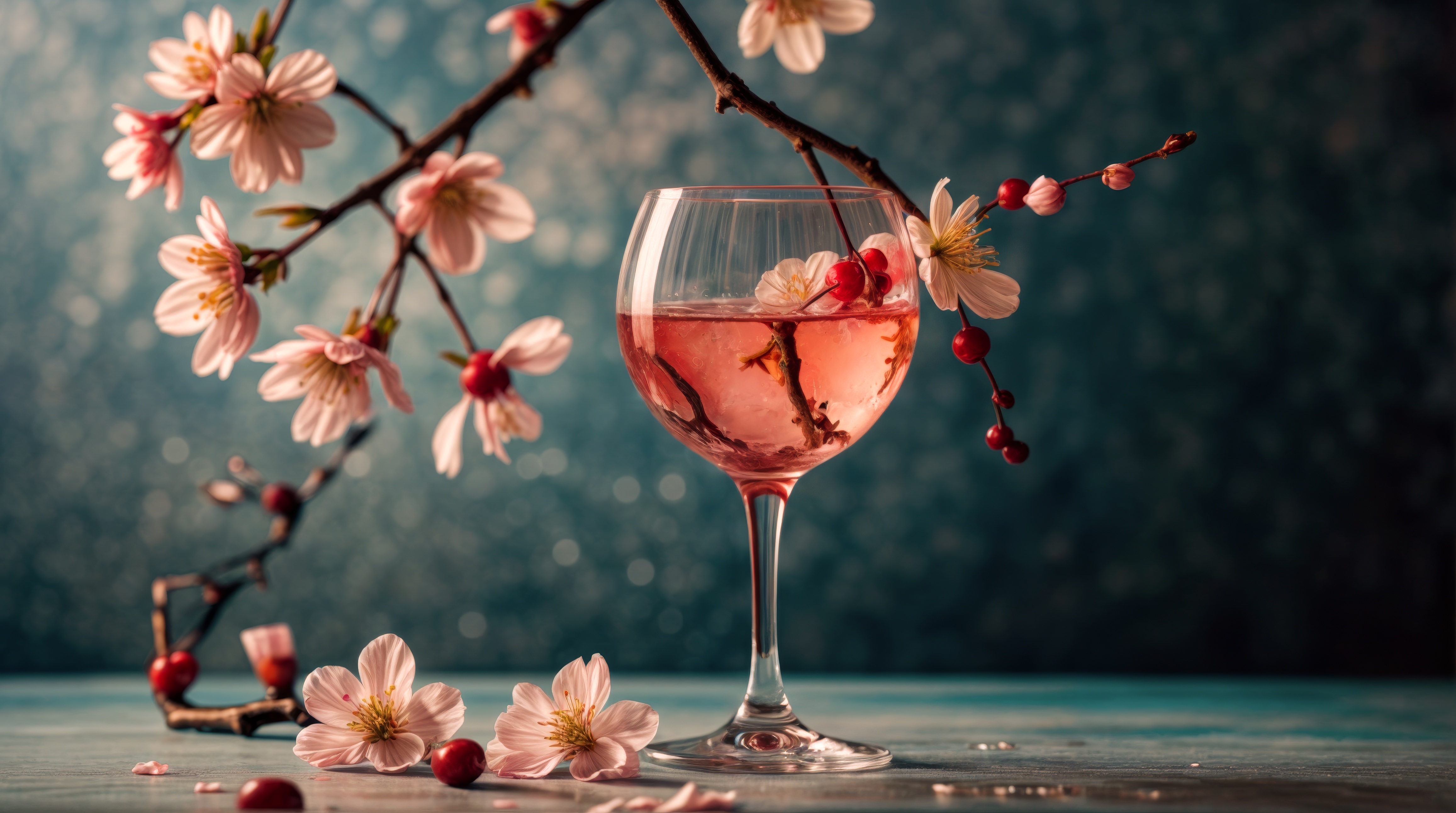 Бесплатное фото Бокал с жидкостью, наполненный жидкостью и цветами