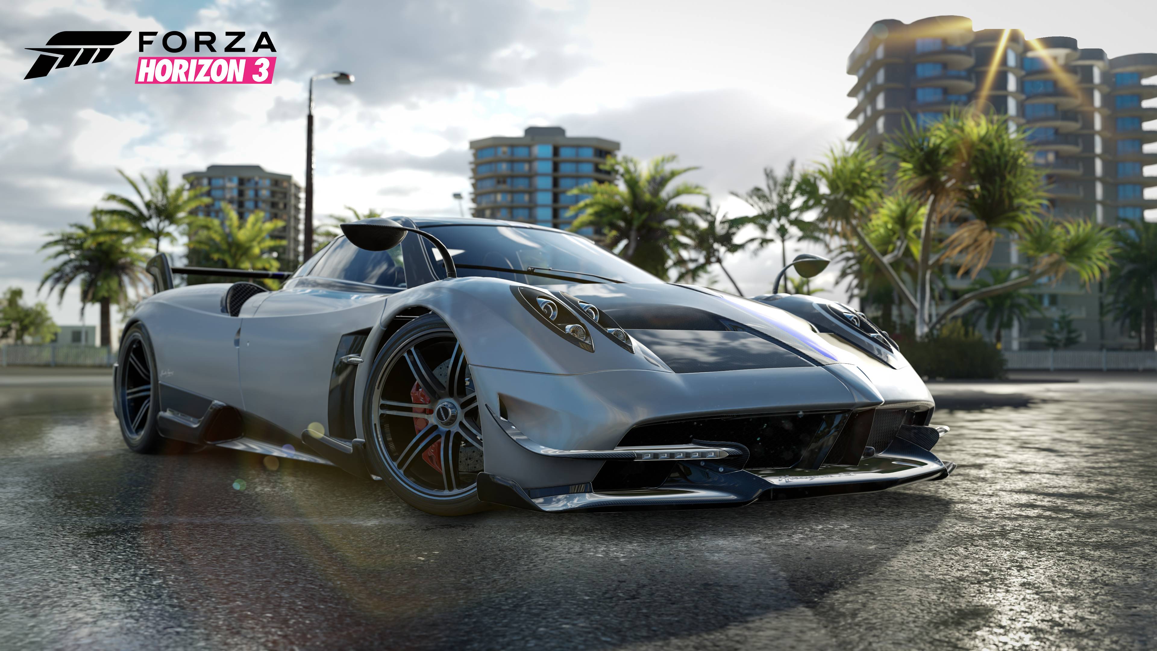 Бесплатное фото Pagani huayra в игре forza horizon 3