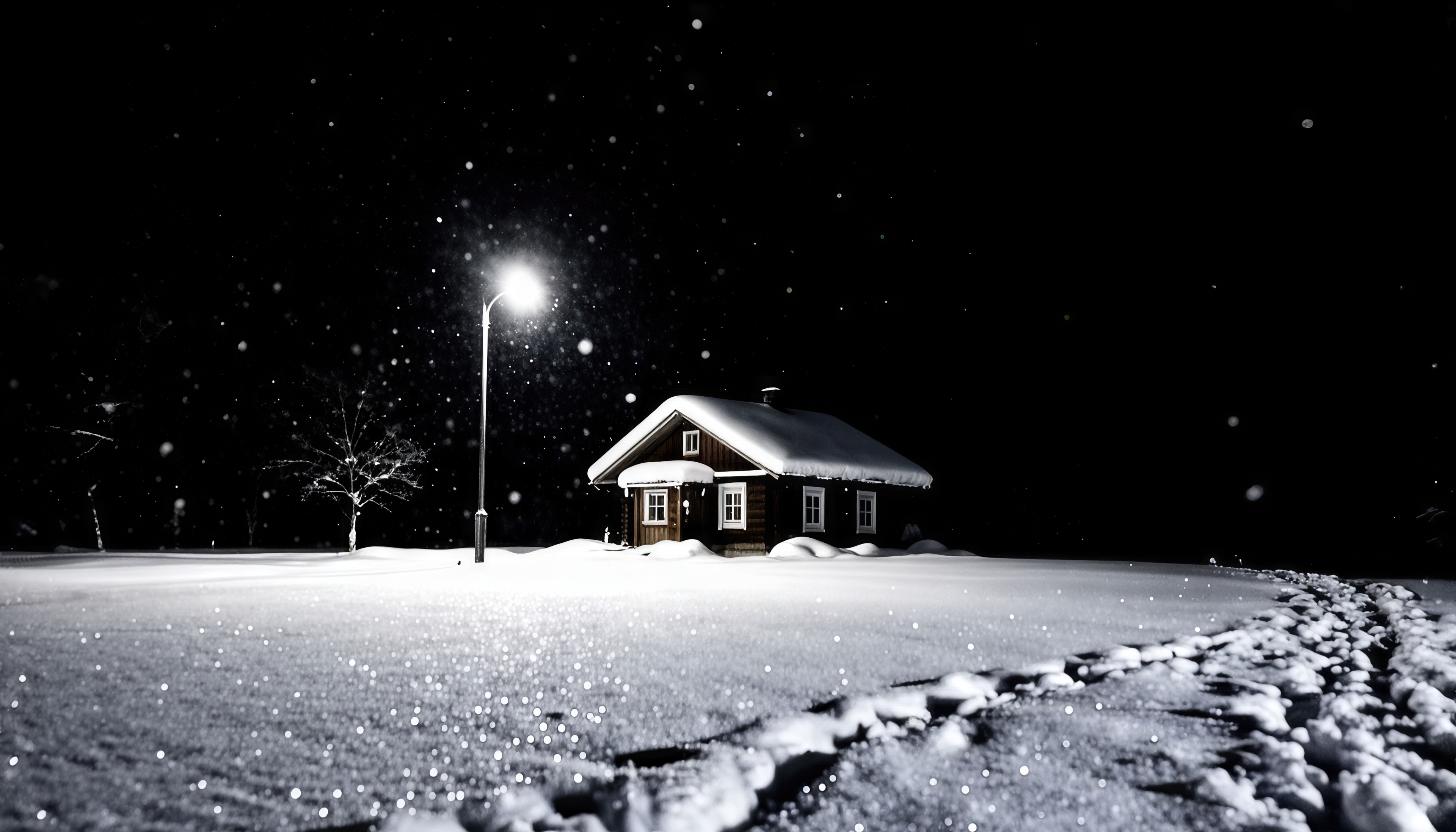 Wallpapers winter snow night landscape on the desktop