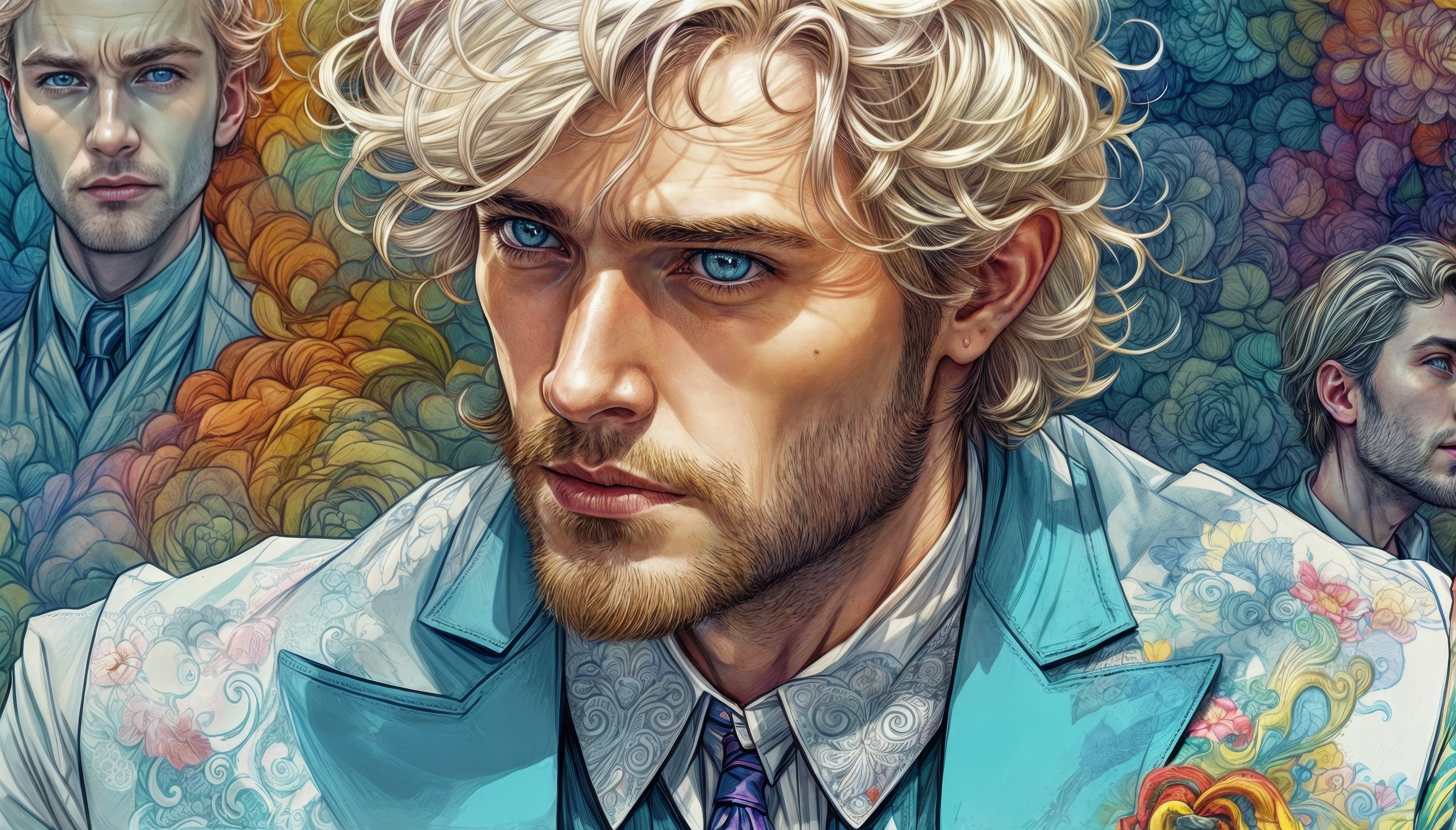 免费照片白发长者身穿蓝色衬衫，打着领带