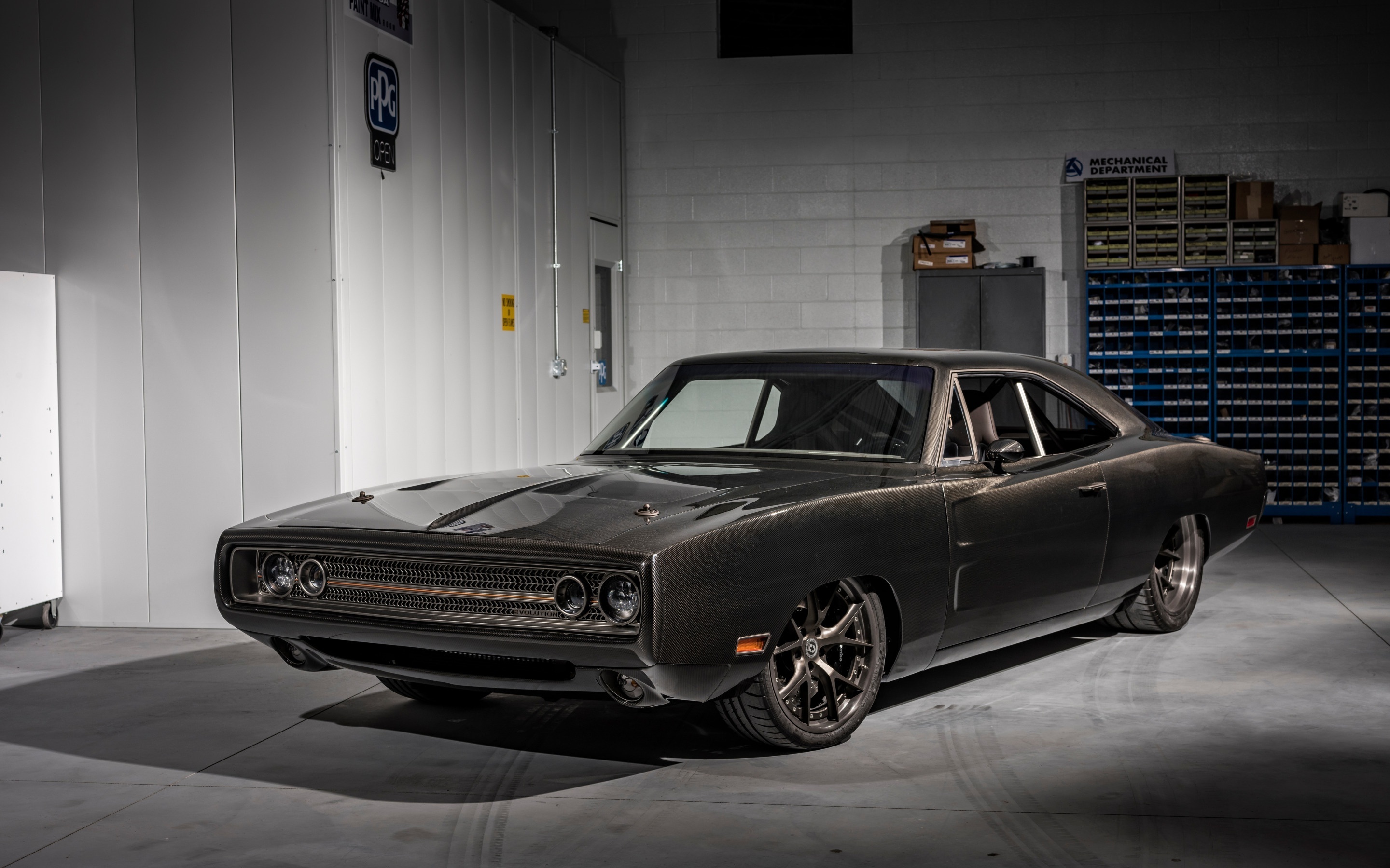 Dodge Charger in the garage