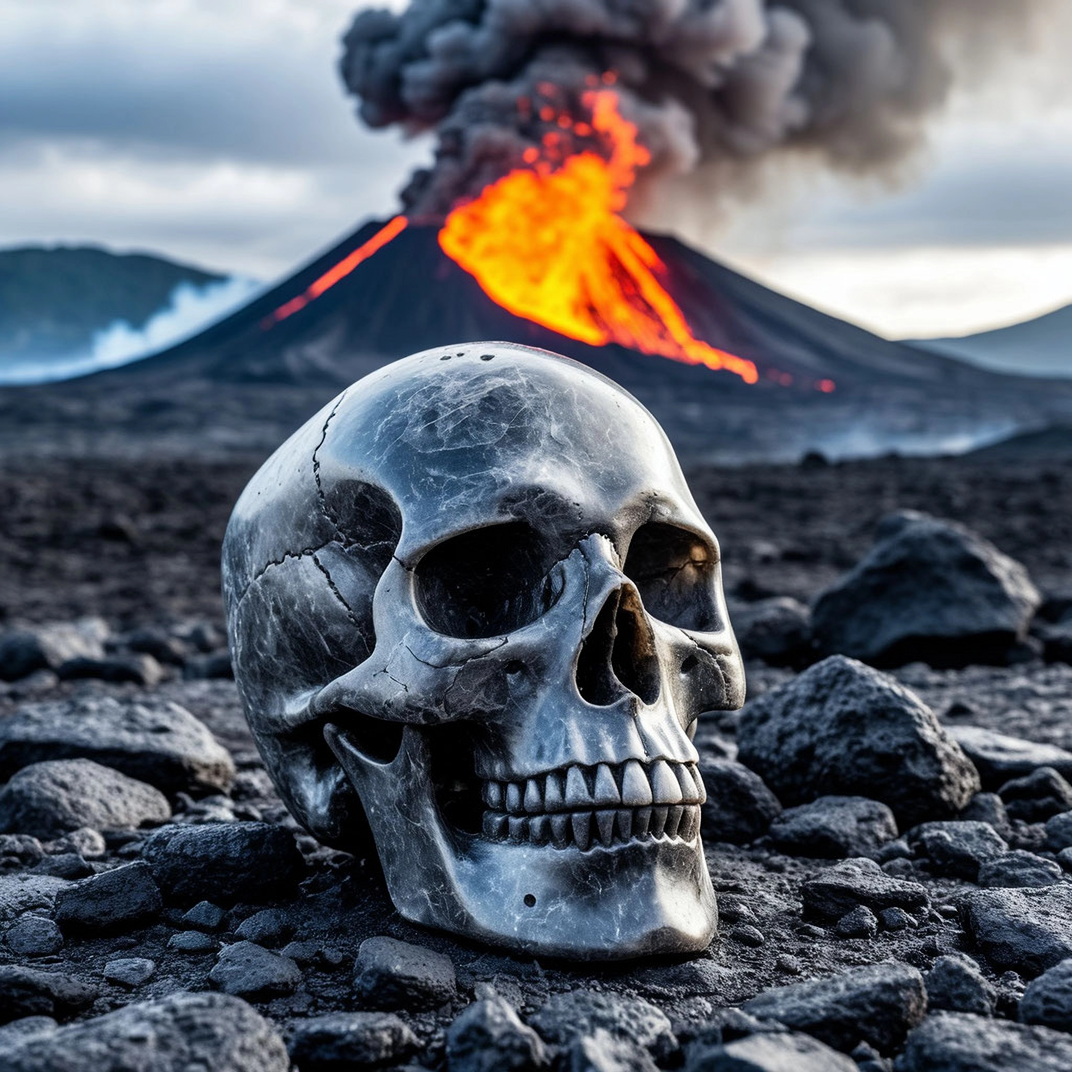 免费照片火山与骷髅