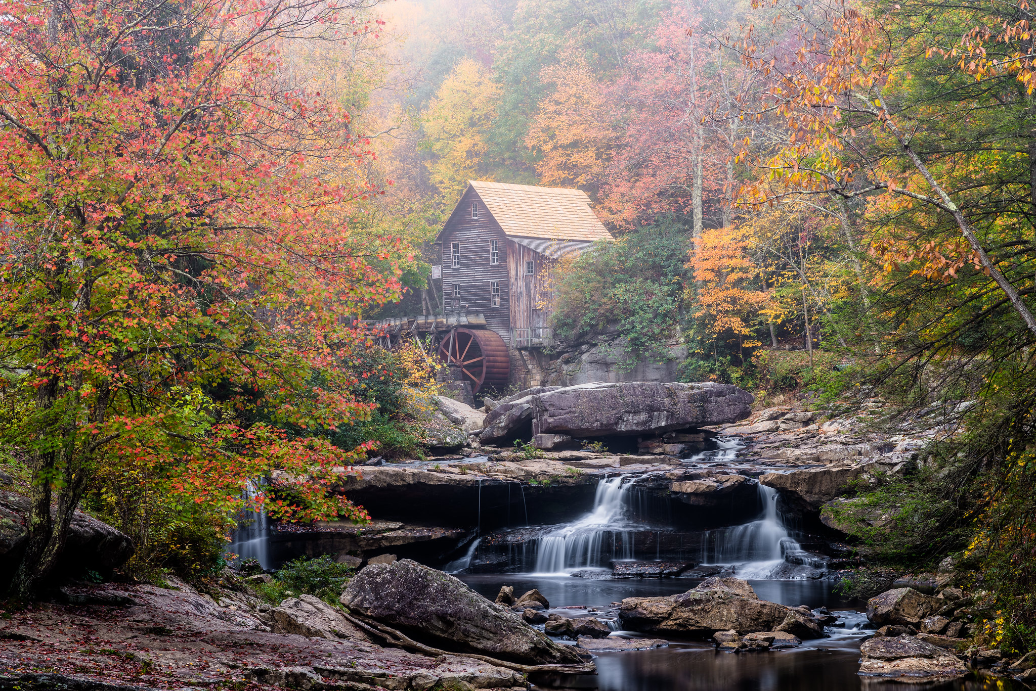 Wallpapers rocks water mill Babcock State Park on the desktop