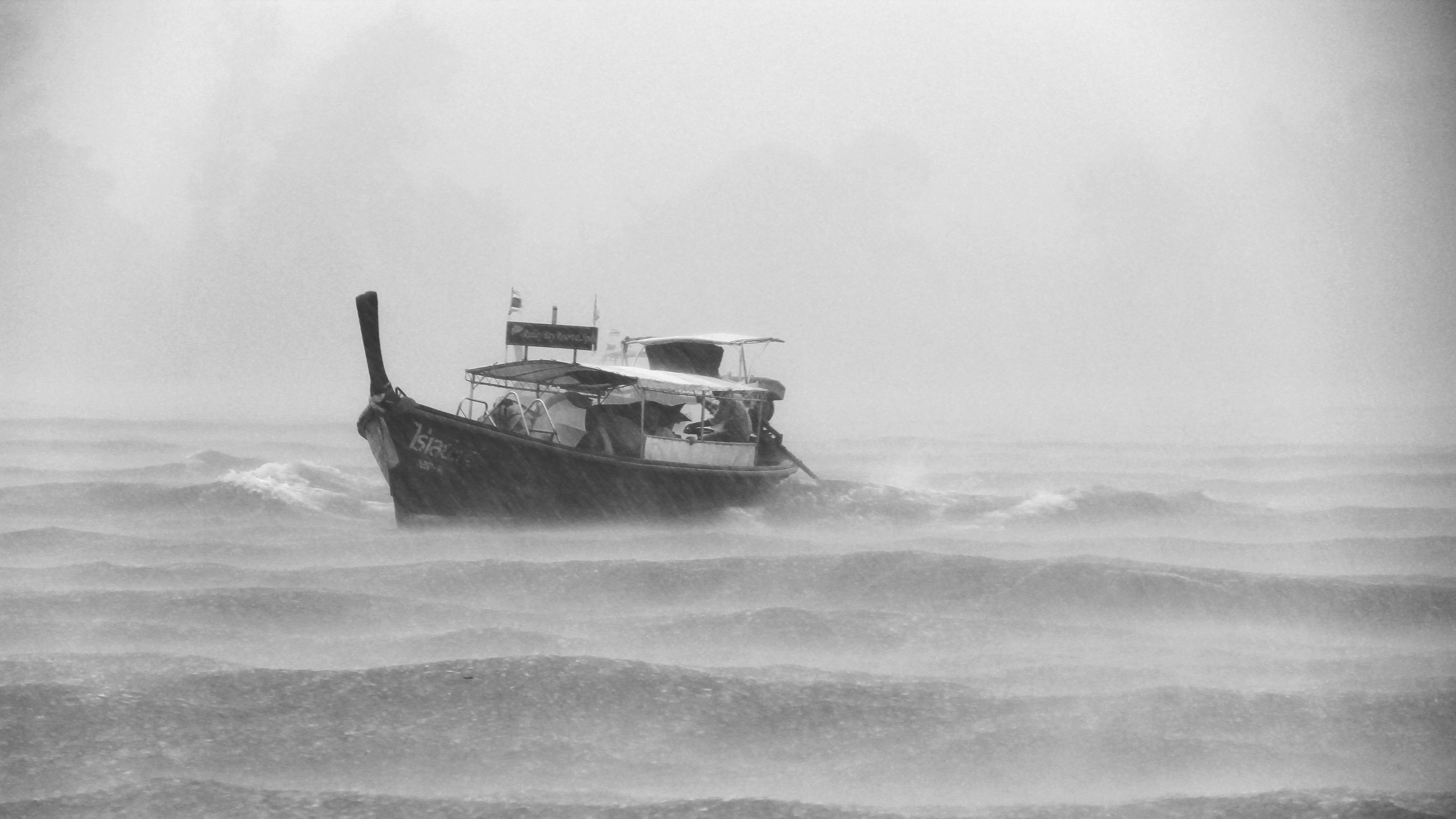 Wallpapers monochrome photography wave motorboat on the desktop