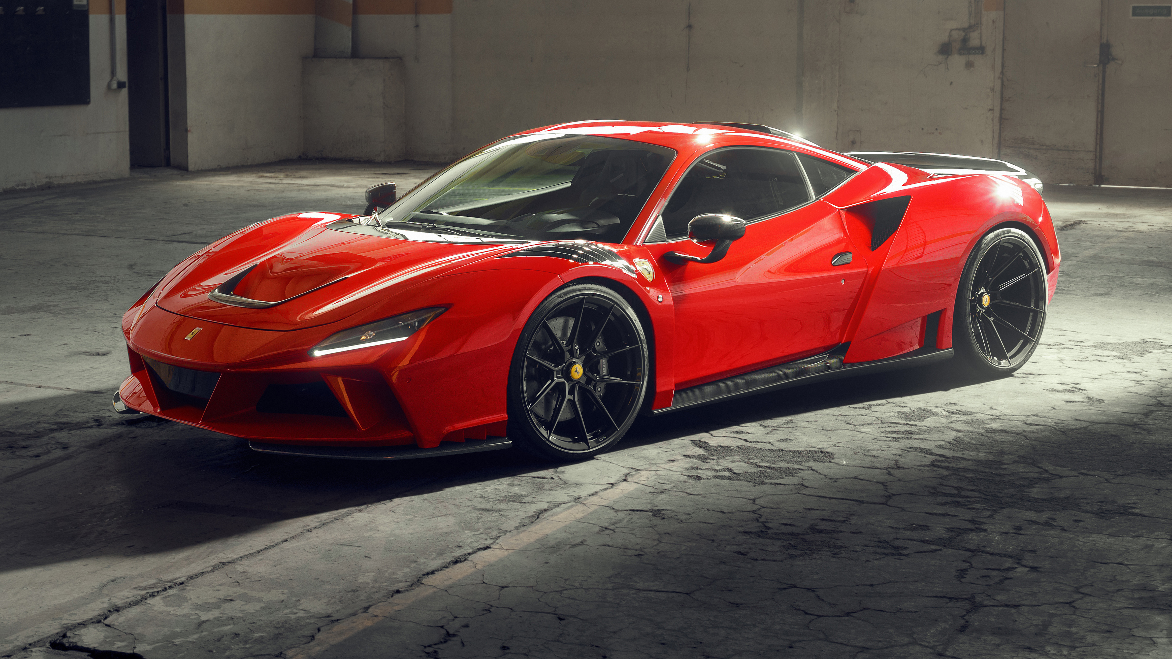 Free photo Red 2021 Ferrari F8 Tributo N-Largo on black rims