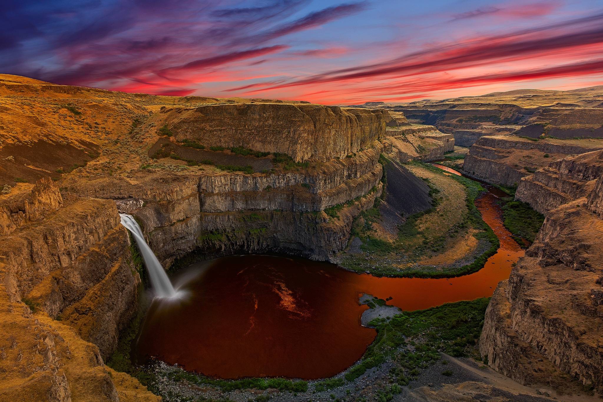 Обои Palouse Falls Washington закат на рабочий стол