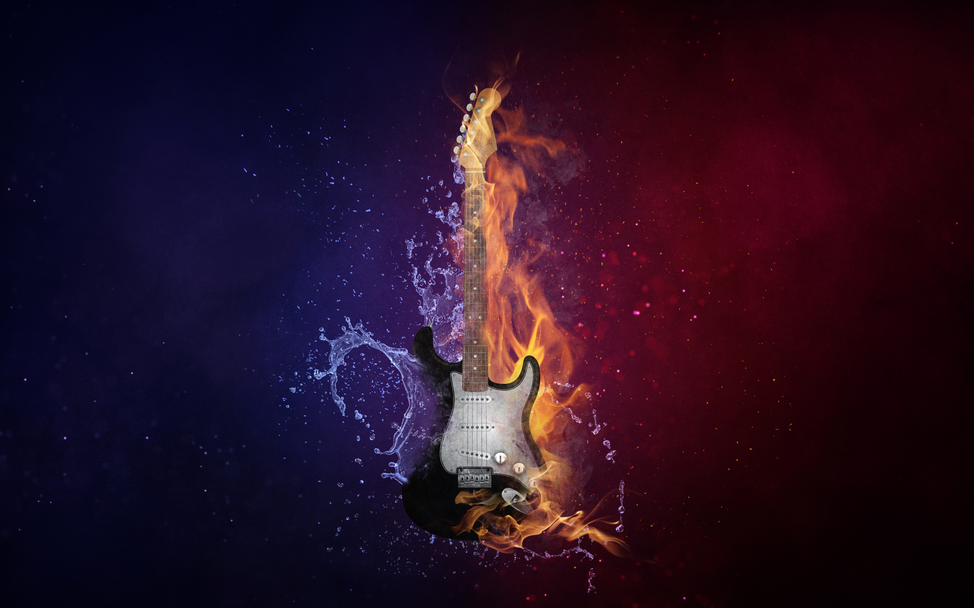 Wallpapers wallpaper guitar digital art fire on the desktop