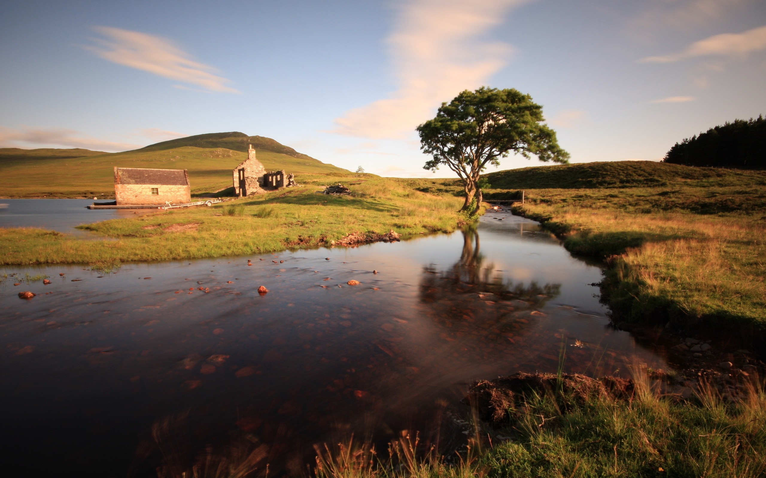 Бесплатное фото Одинокий дом и дерево