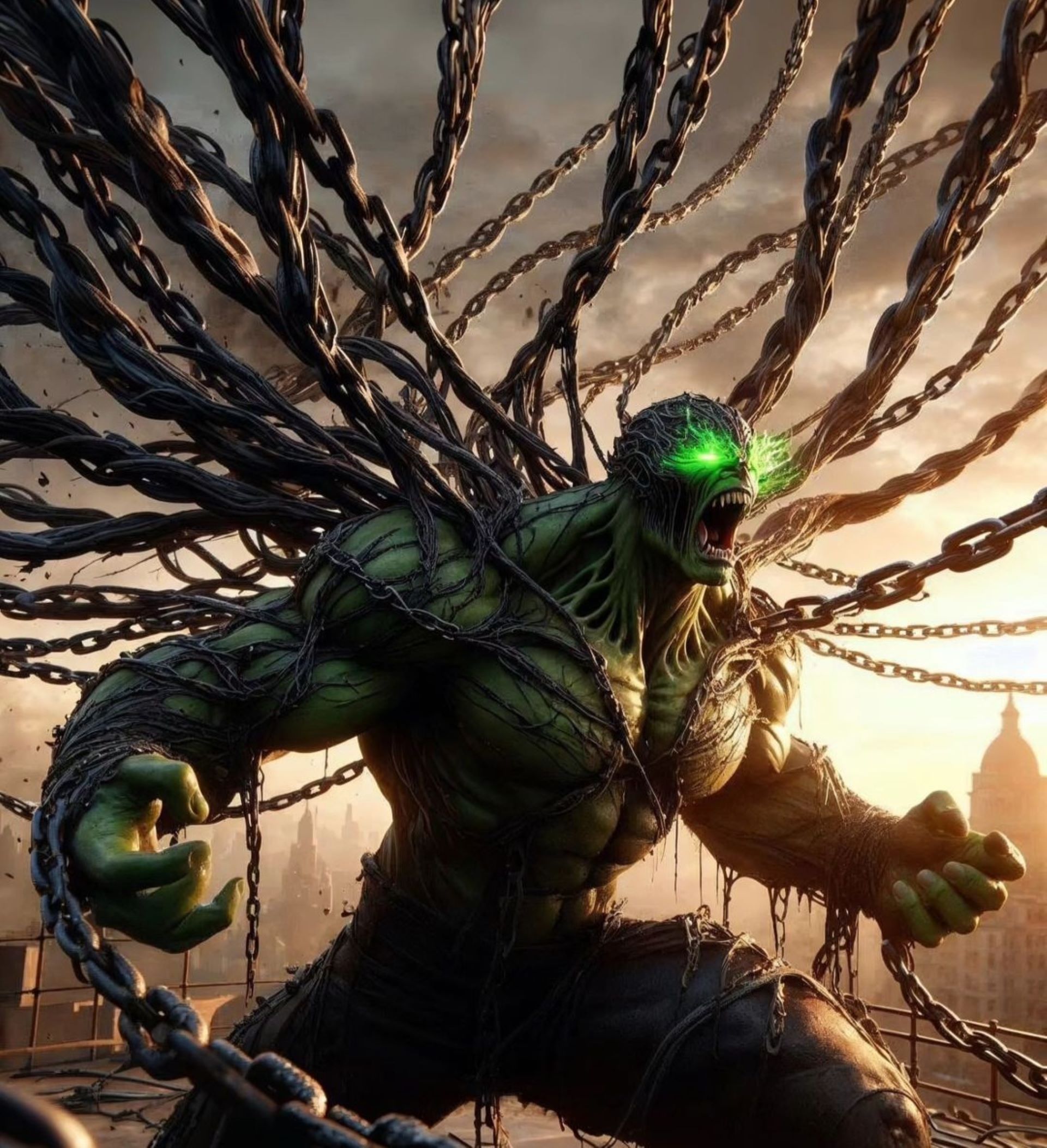 В Халка впиваются цепи