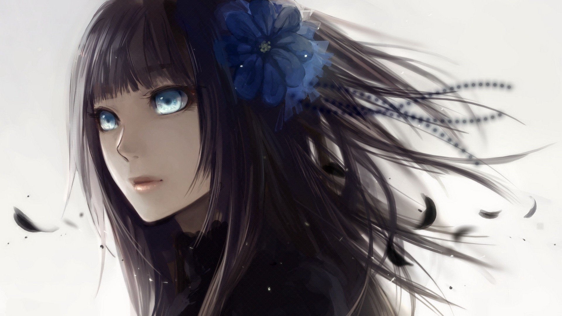 Wallpapers wallpaper anime girl flower blue eyes on the desktop