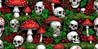 Обои Грибы и черепа