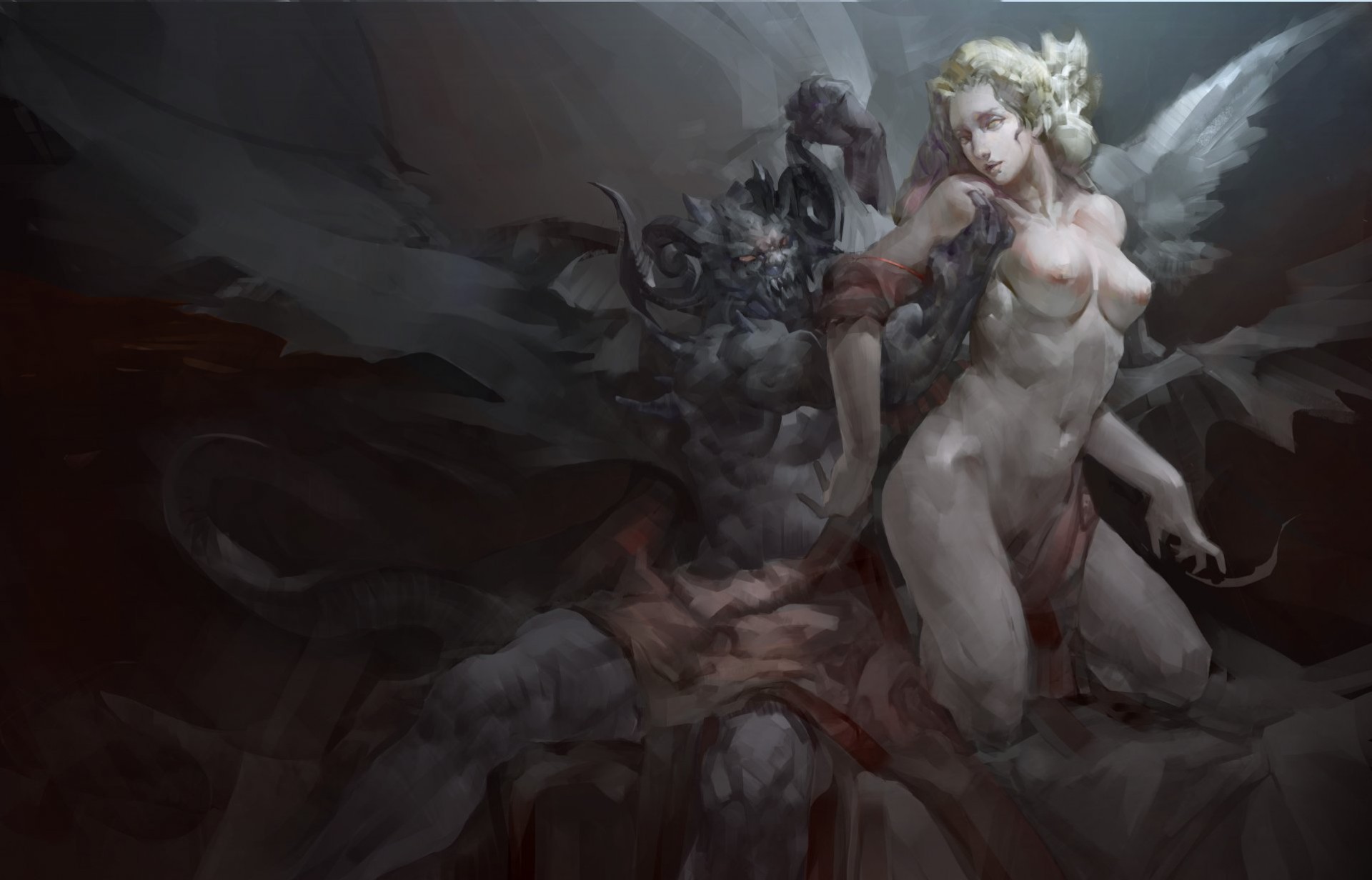 Free photo Angel and demon