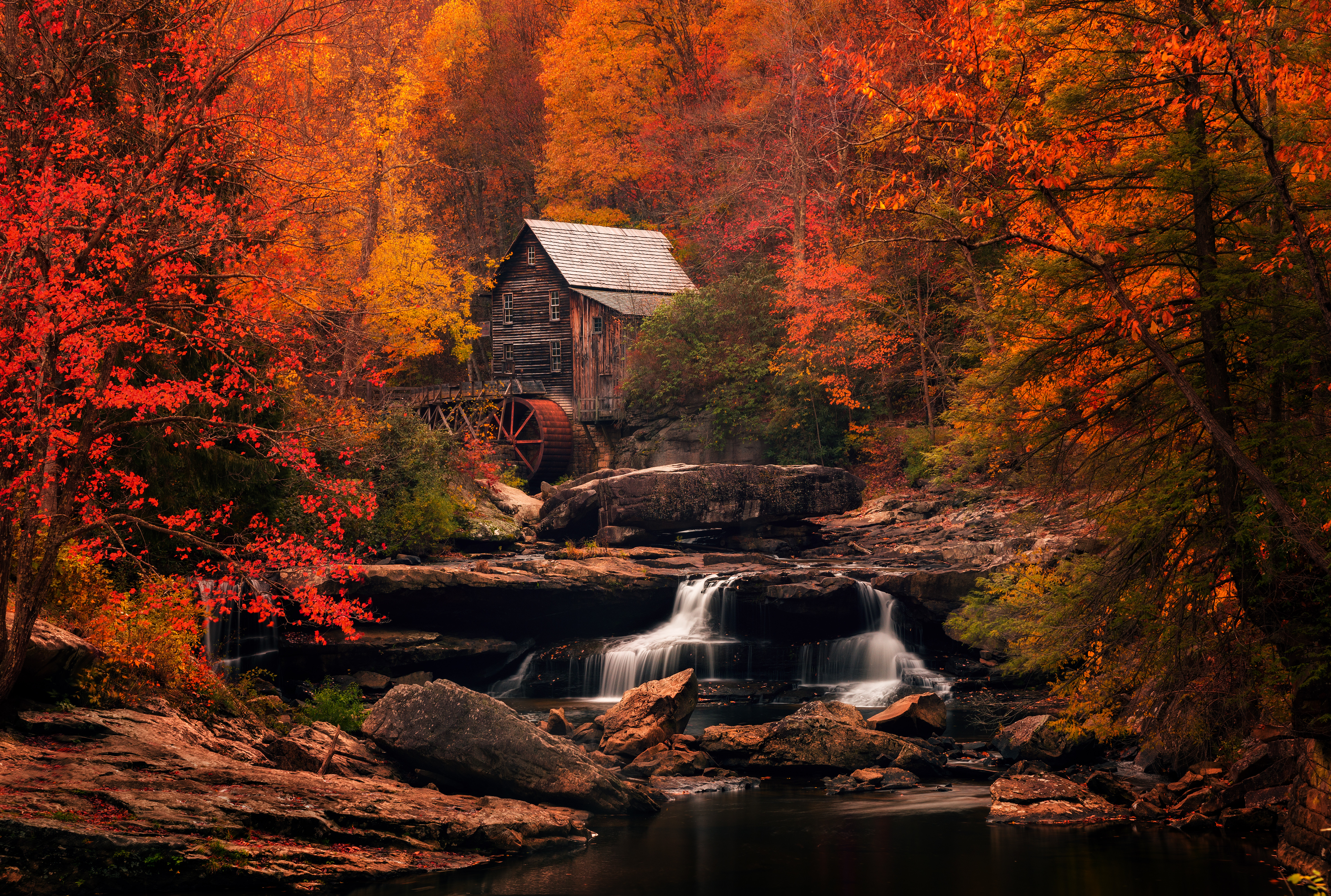 Wallpapers water mill rocks Glade Creek Grist Mill on the desktop