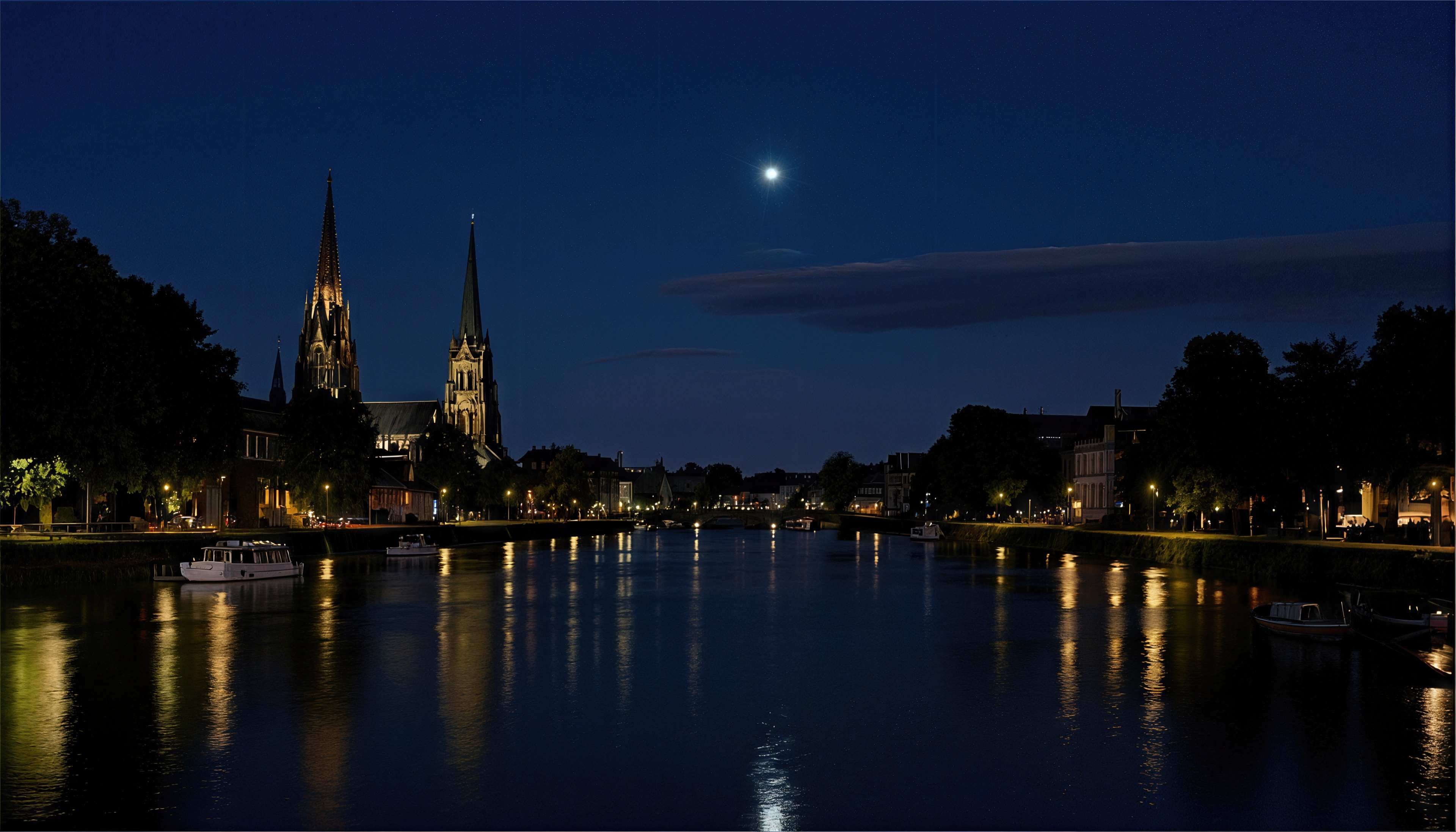 Wallpapers night city river on the desktop