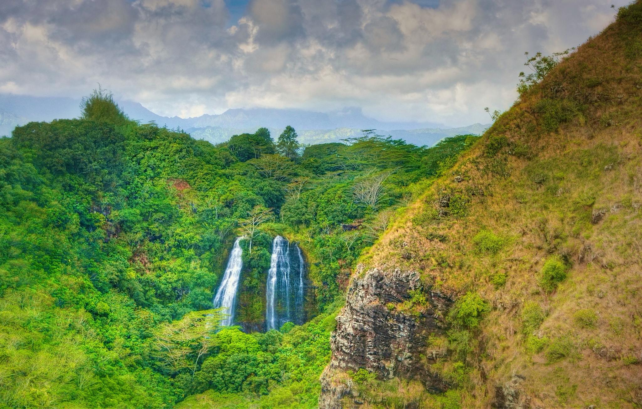 Обои Opaekaa Falls Kauai Hawaii на рабочий стол