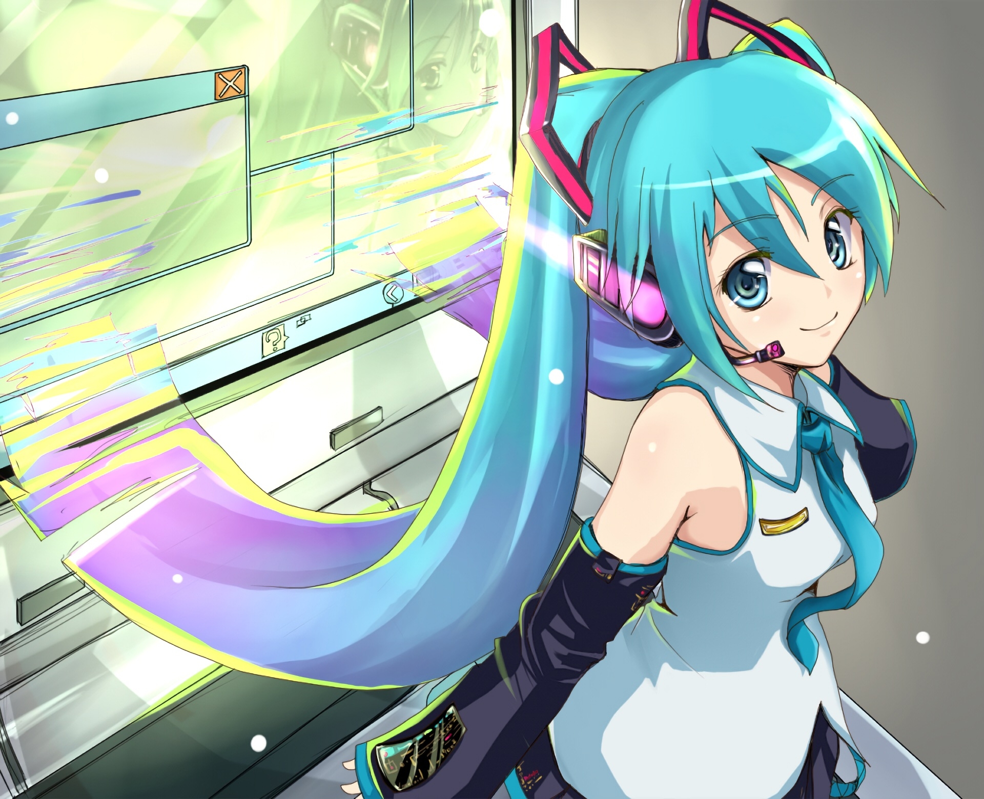 Wallpapers wallpaper vocaloid Hatsune Miku smiling on the desktop