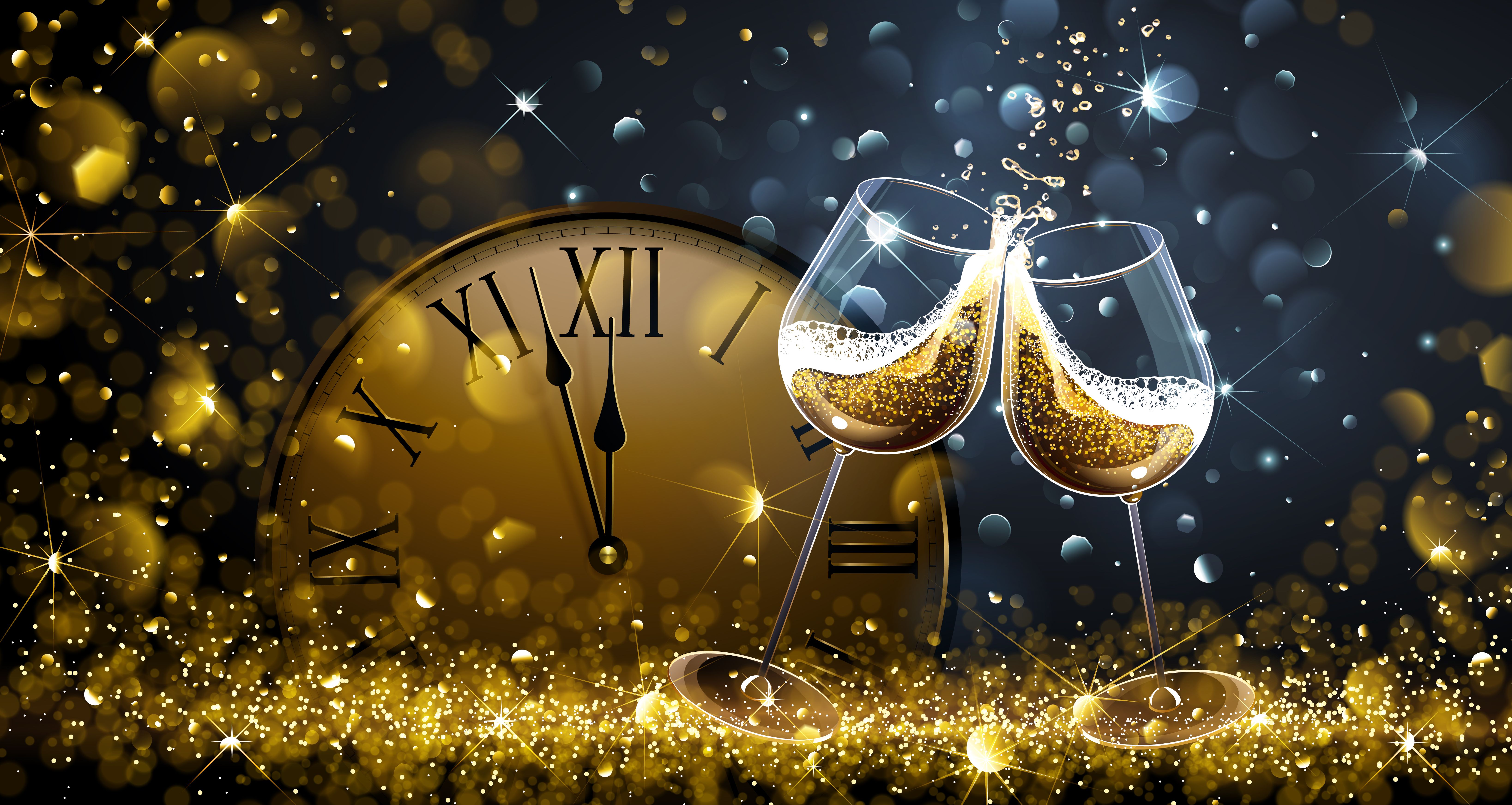 Wallpapers design New Year wallpapers watches on the desktop