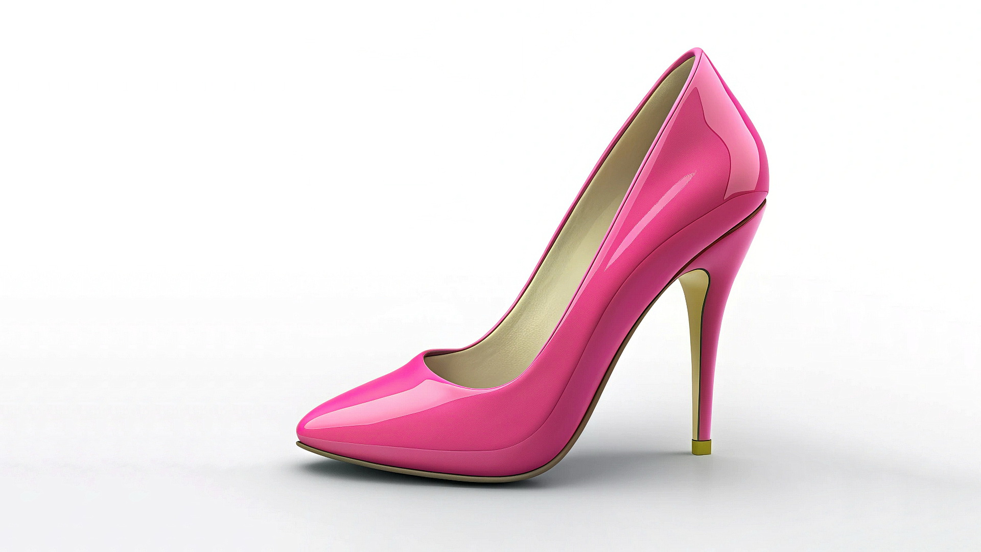 Бесплатное фото Розовая женская туфля на белом фоне