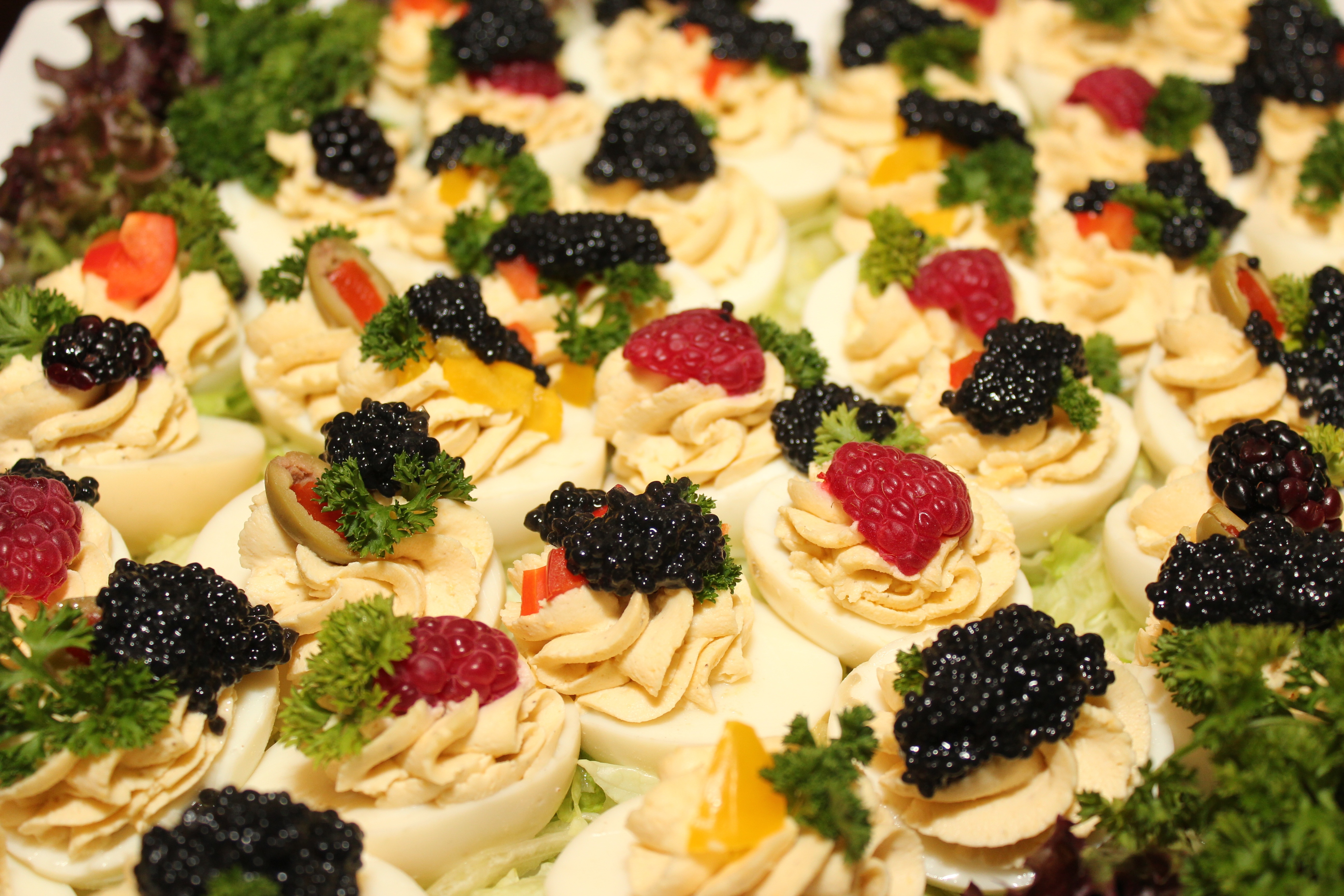 Free photo Buffet egg salad with caviar