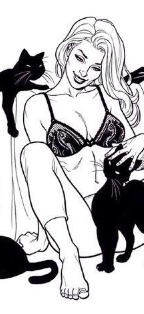 Бесплатное фото Хозяйка черных кошек