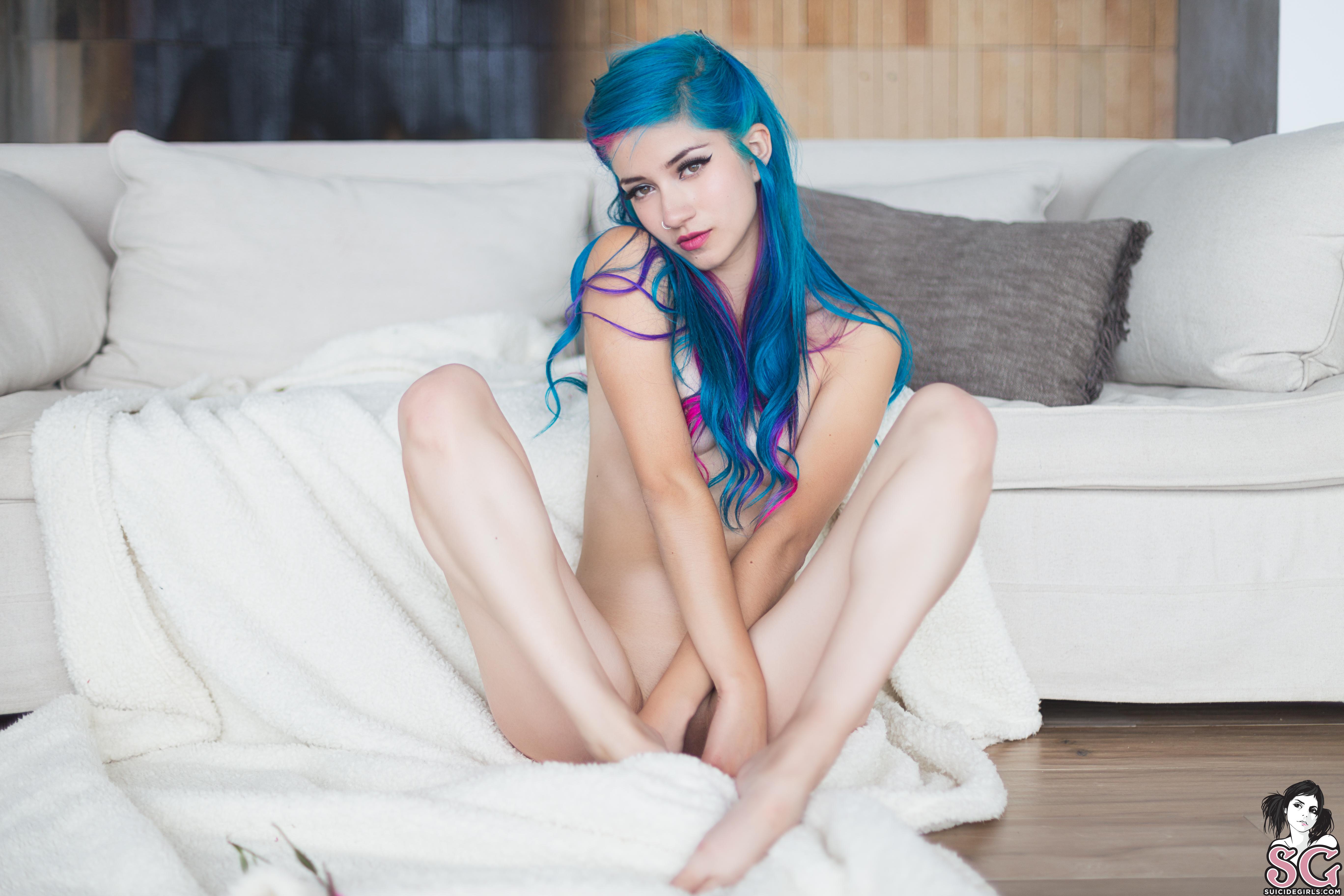 Wallpapers blue hair naked thin on the desktop