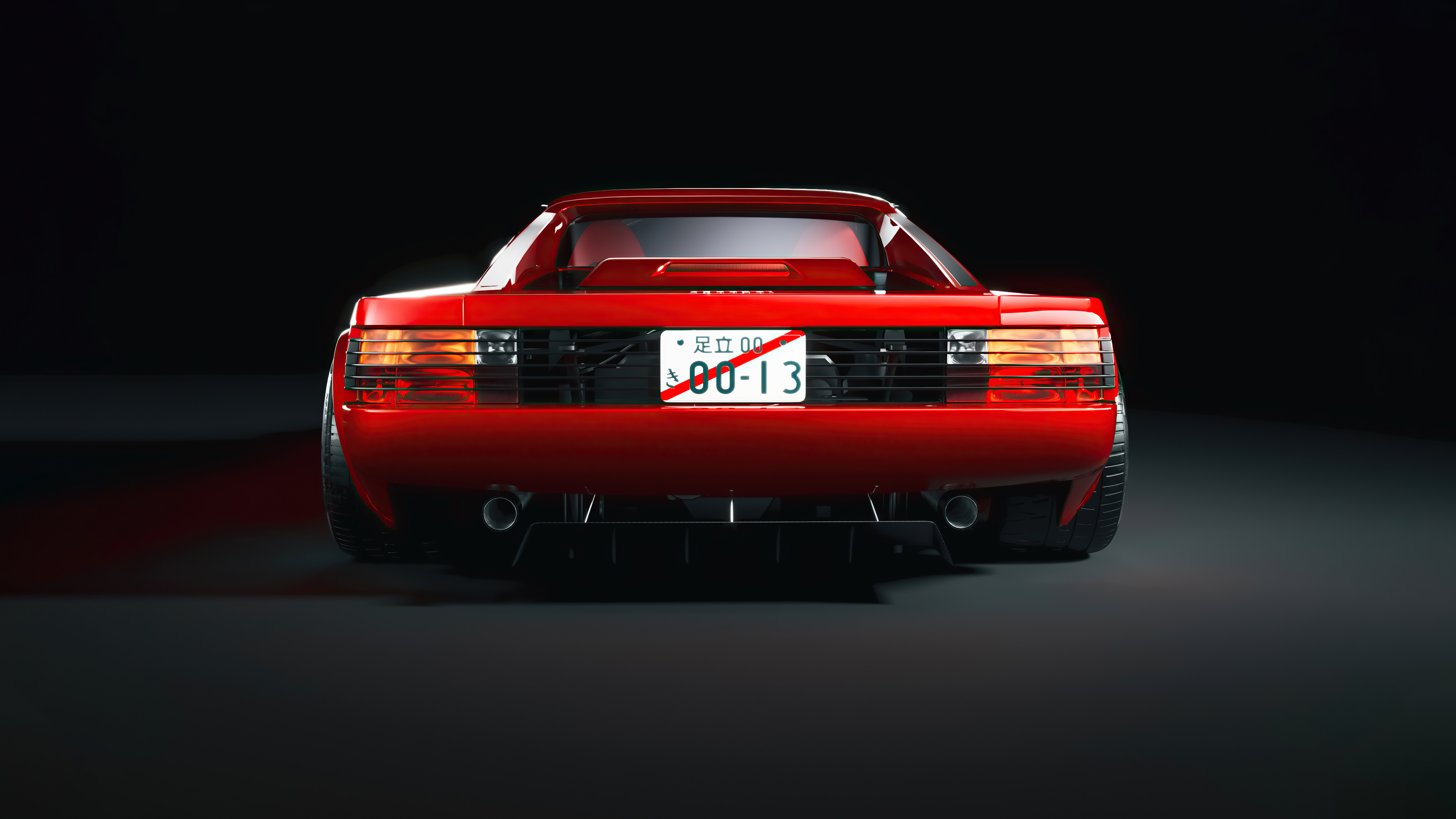 Free photo Red Ferrari Testarossa rear view