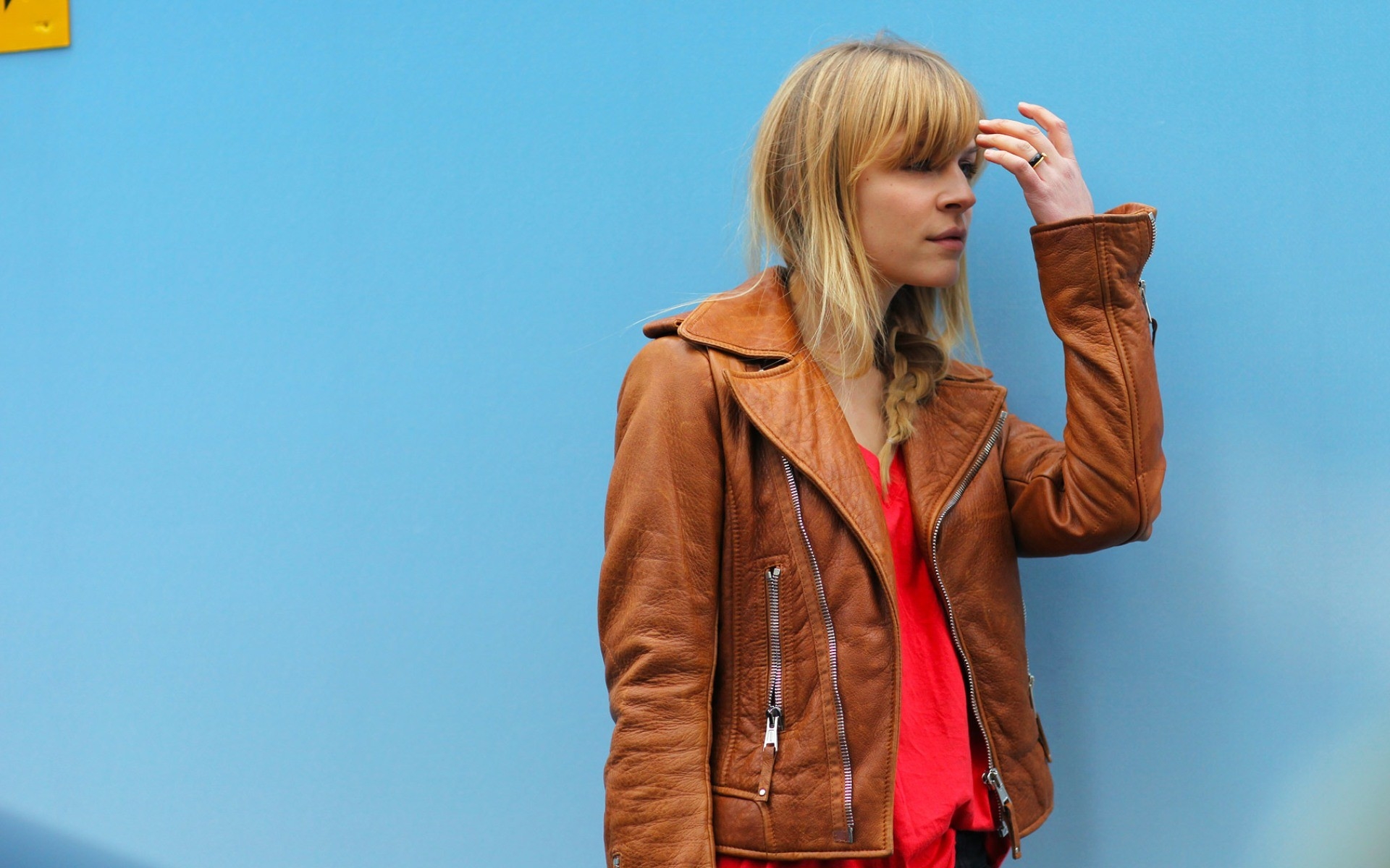 Wallpapers model blonde jacket on the desktop
