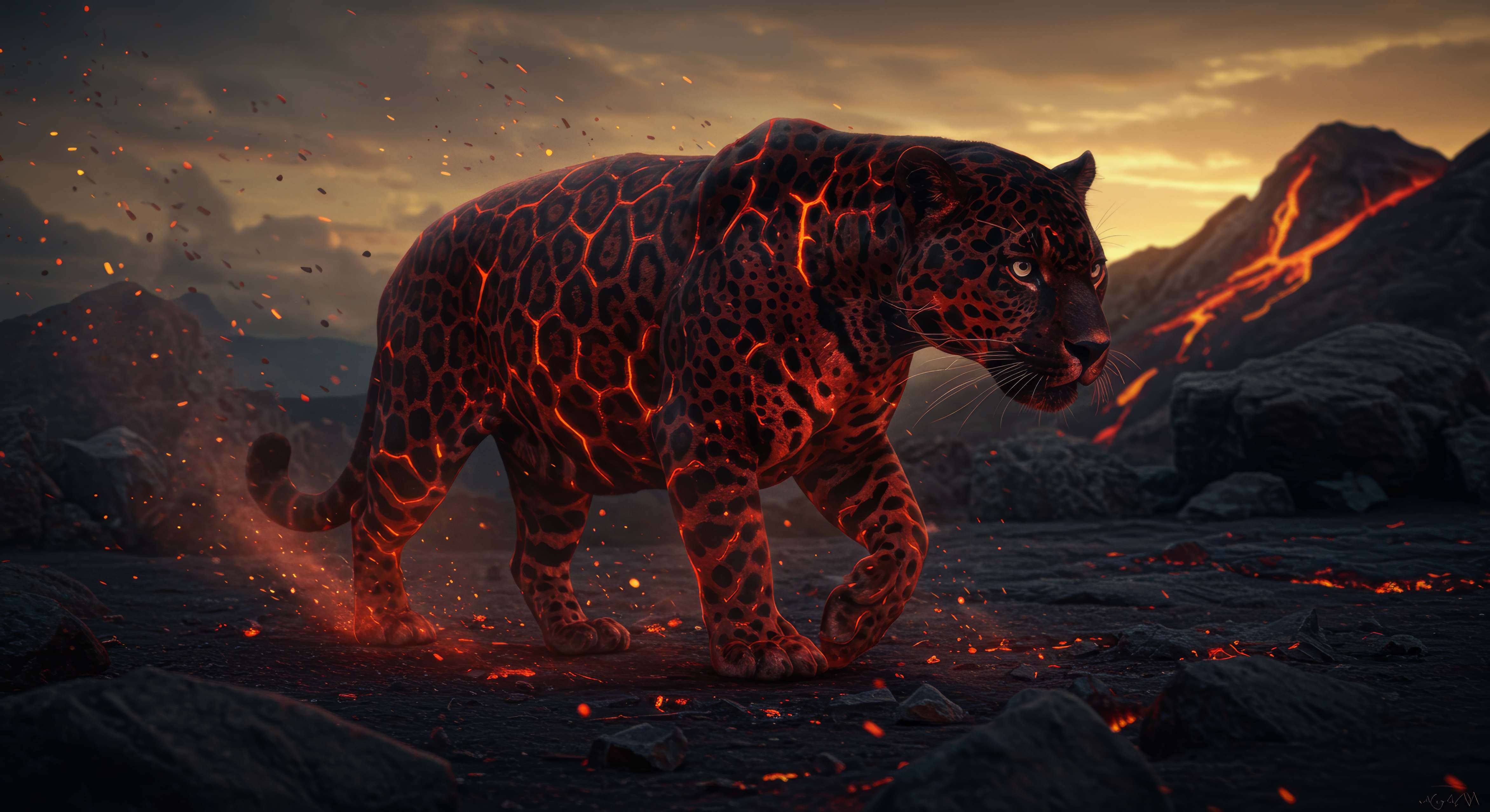 一只大豹子走过岩石区