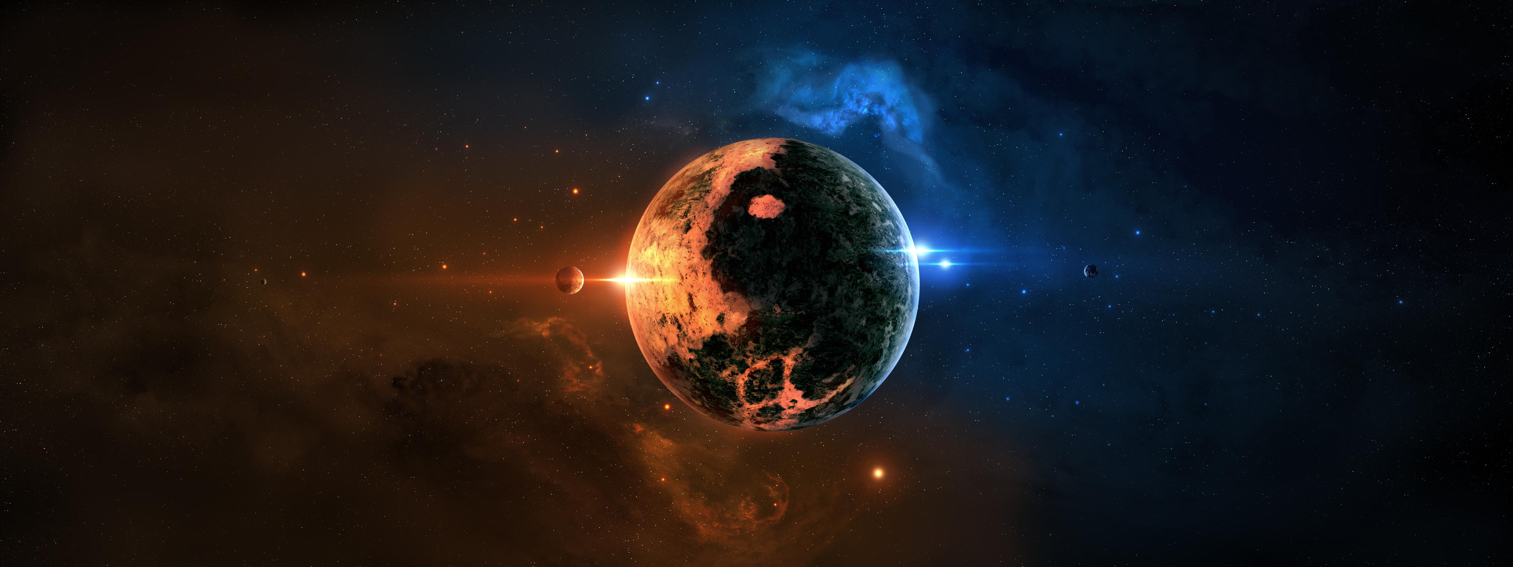 Wallpapers ice planets fire on the desktop