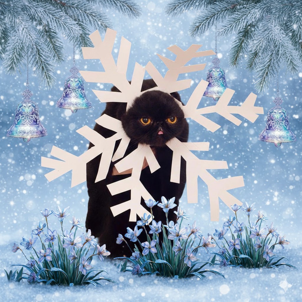 Free postcard The snowflake cat.