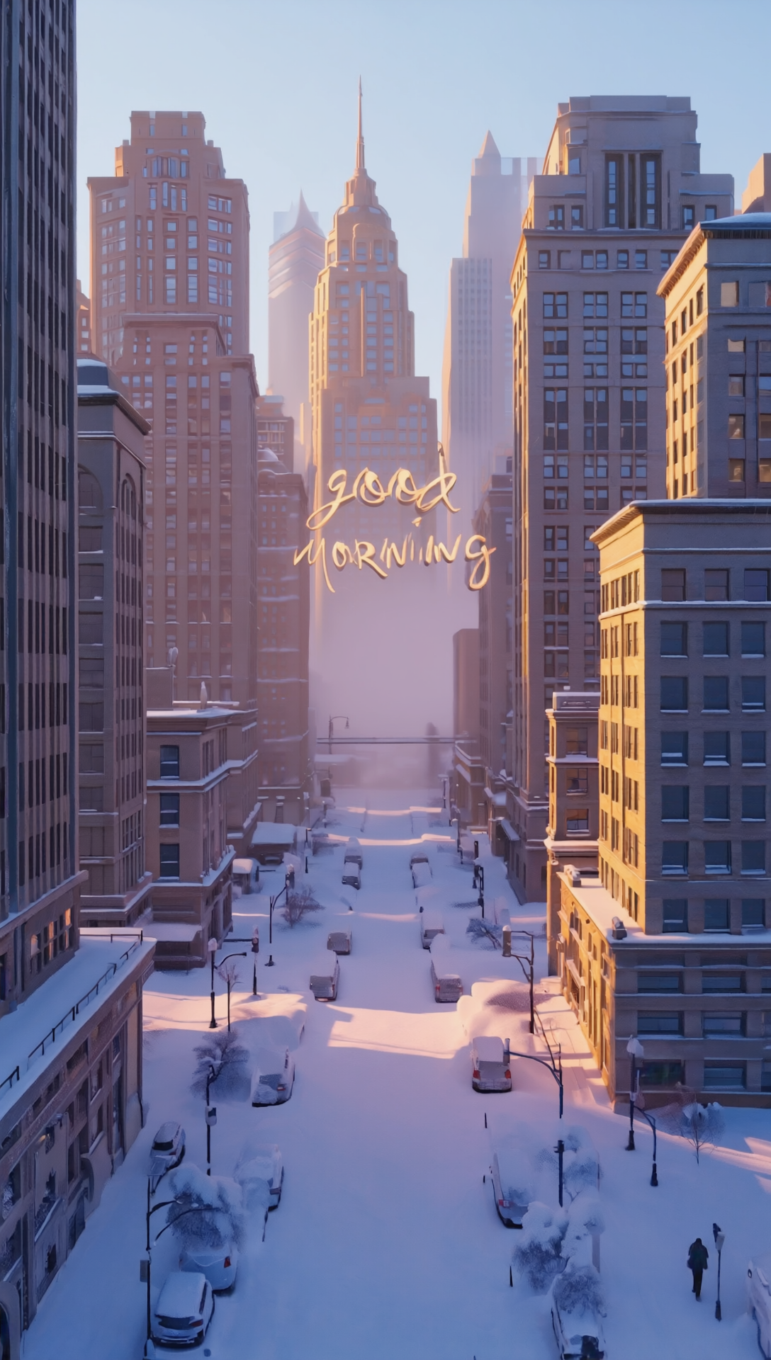 Бесплатная открытка Обои на телефон открытка с добрым утром зимняя со снегом.