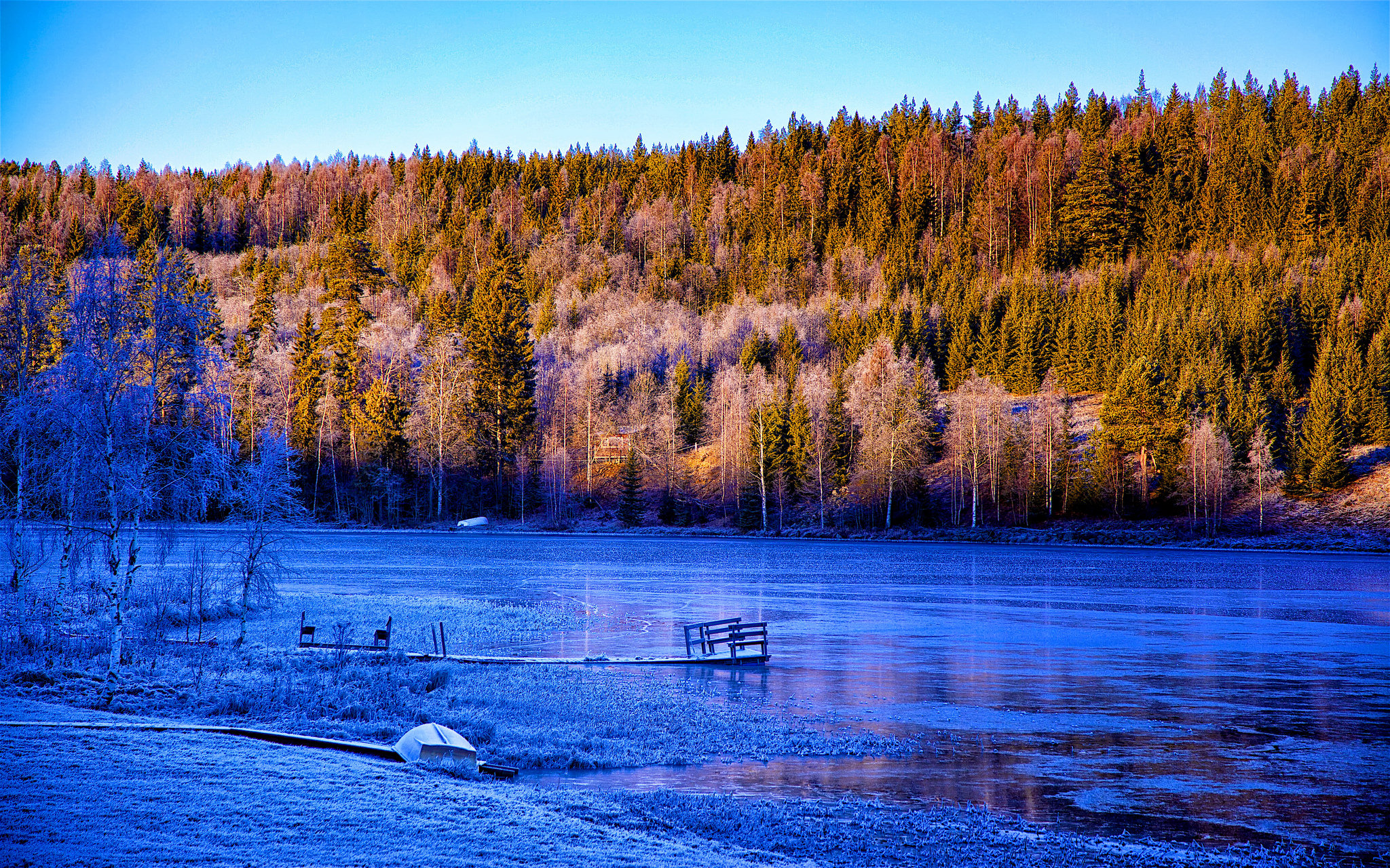 Wallpapers boat trees landscape on the desktop