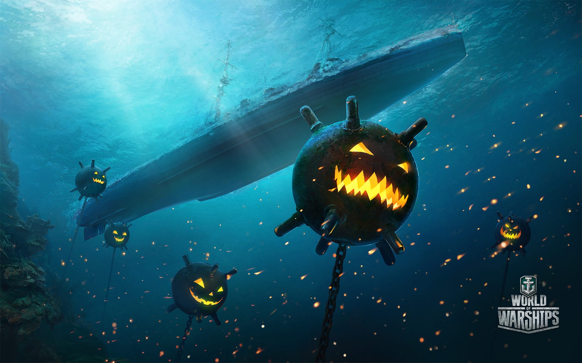 Sea mines in the form of Halloween pumpkins