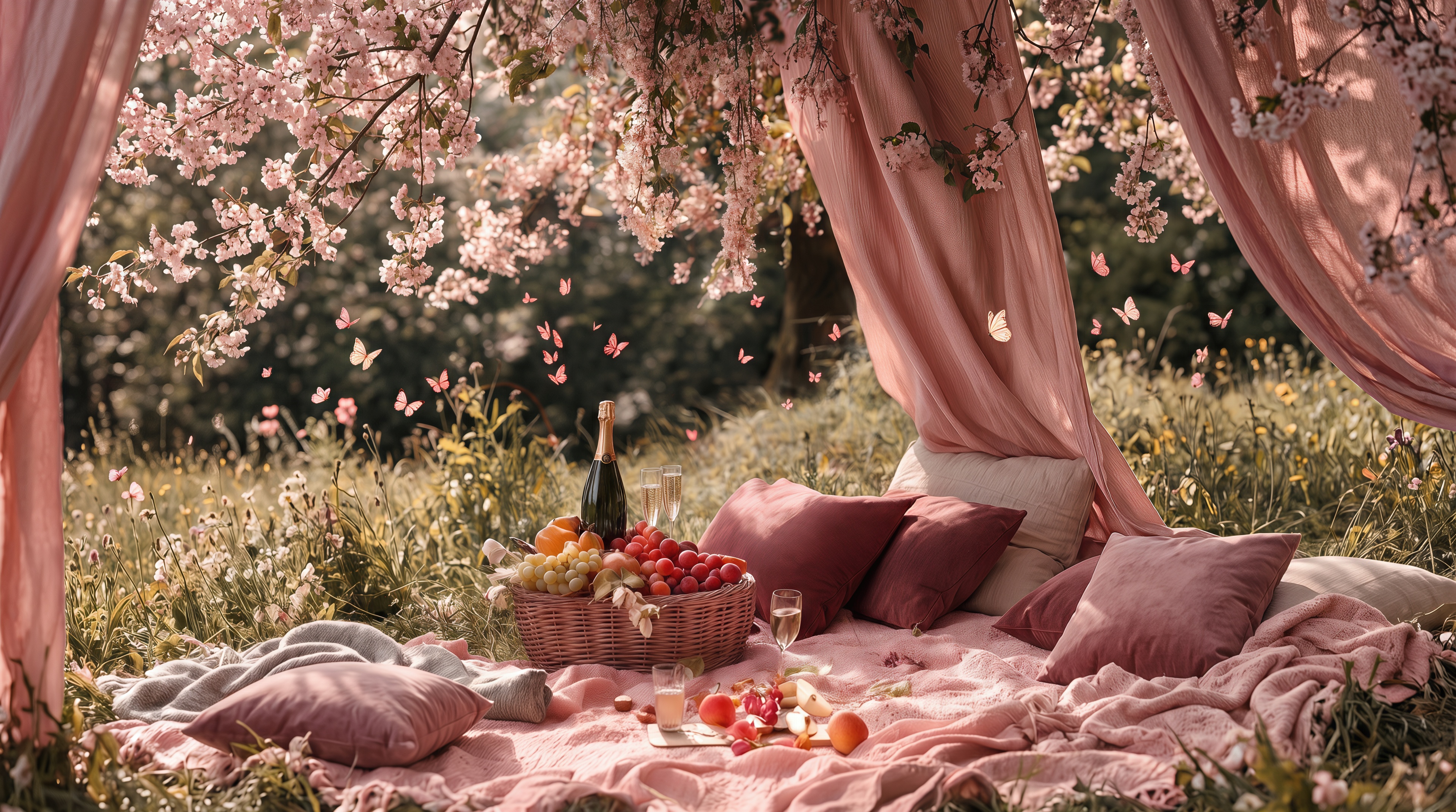 Wallpapers picnic spring sakura on the desktop