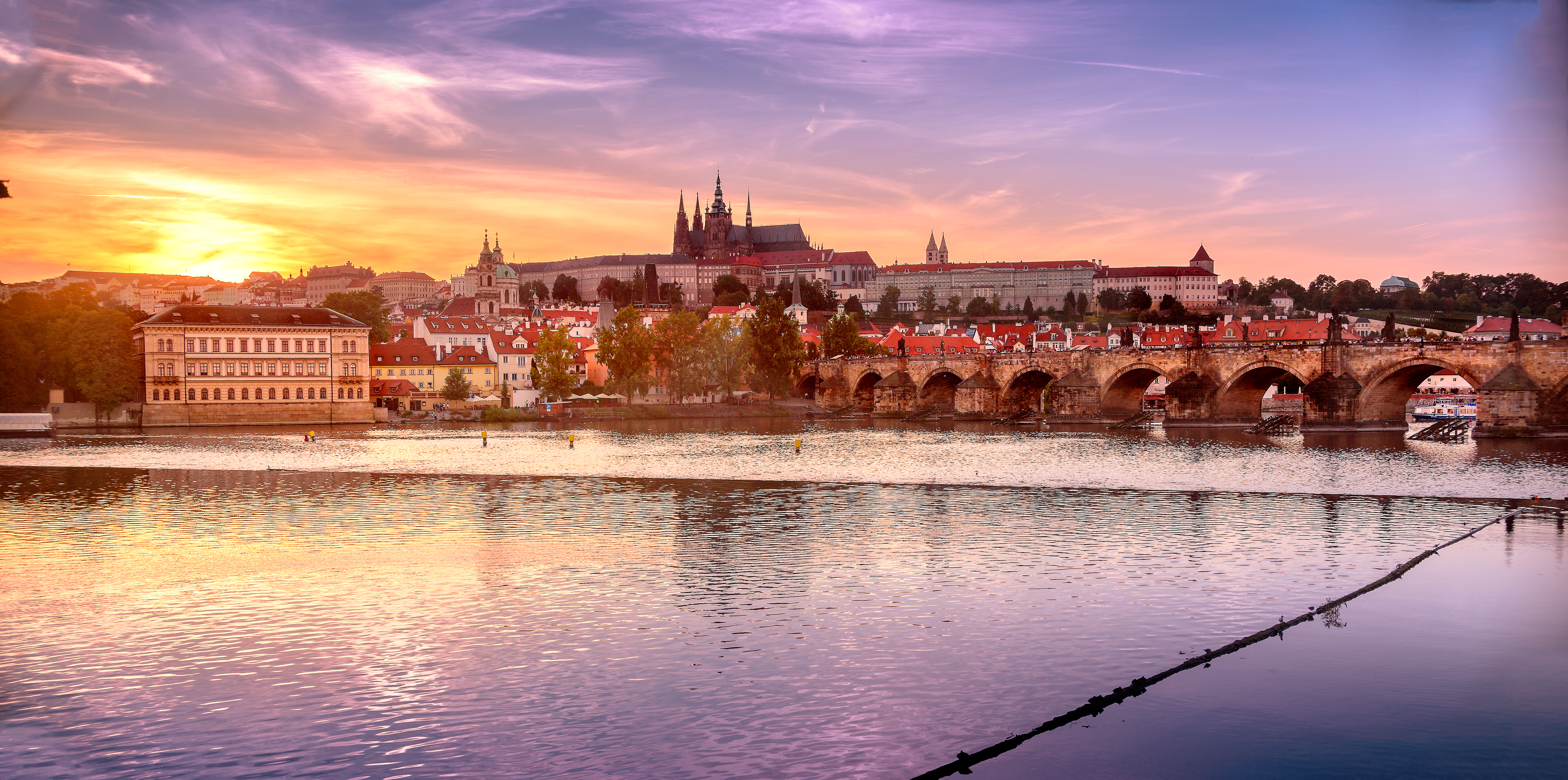 Wallpapers houses sunset Prague on the desktop