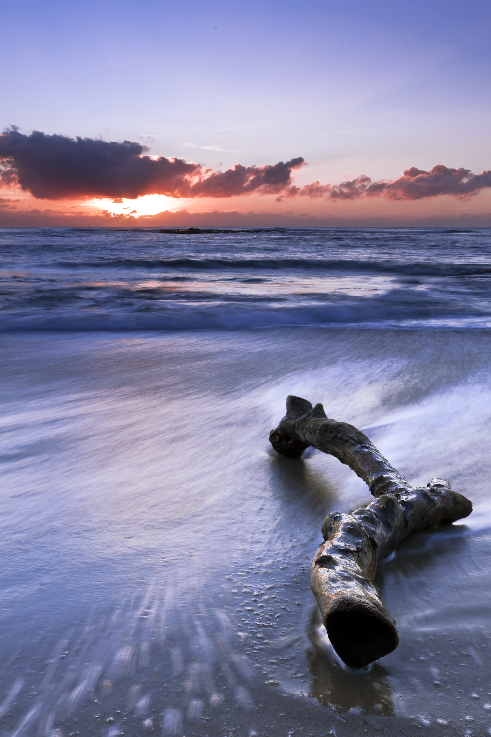 免费照片日落时分，棍子躺在沙滩上