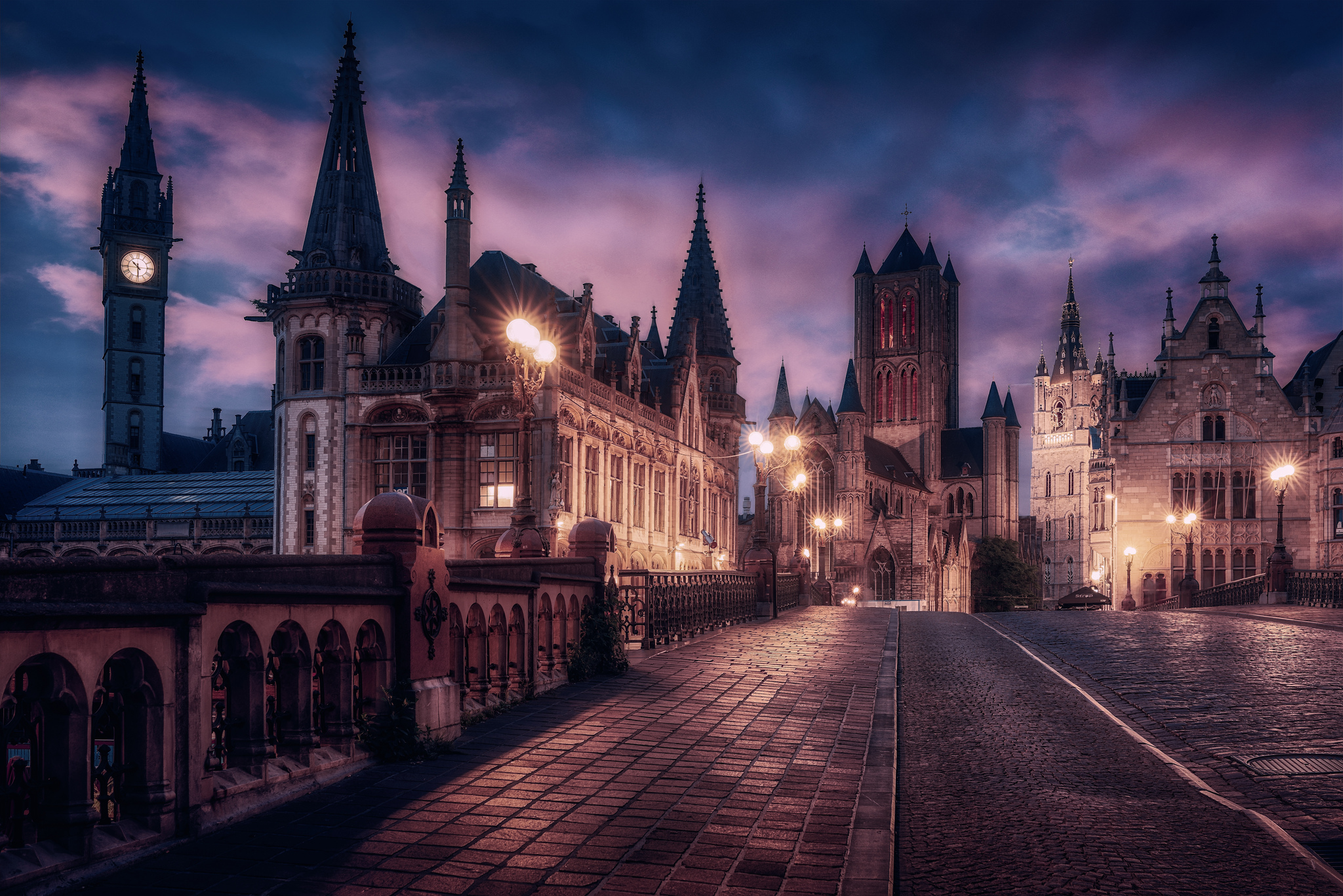 Wallpapers night city a town in Flanders Belgium on the desktop