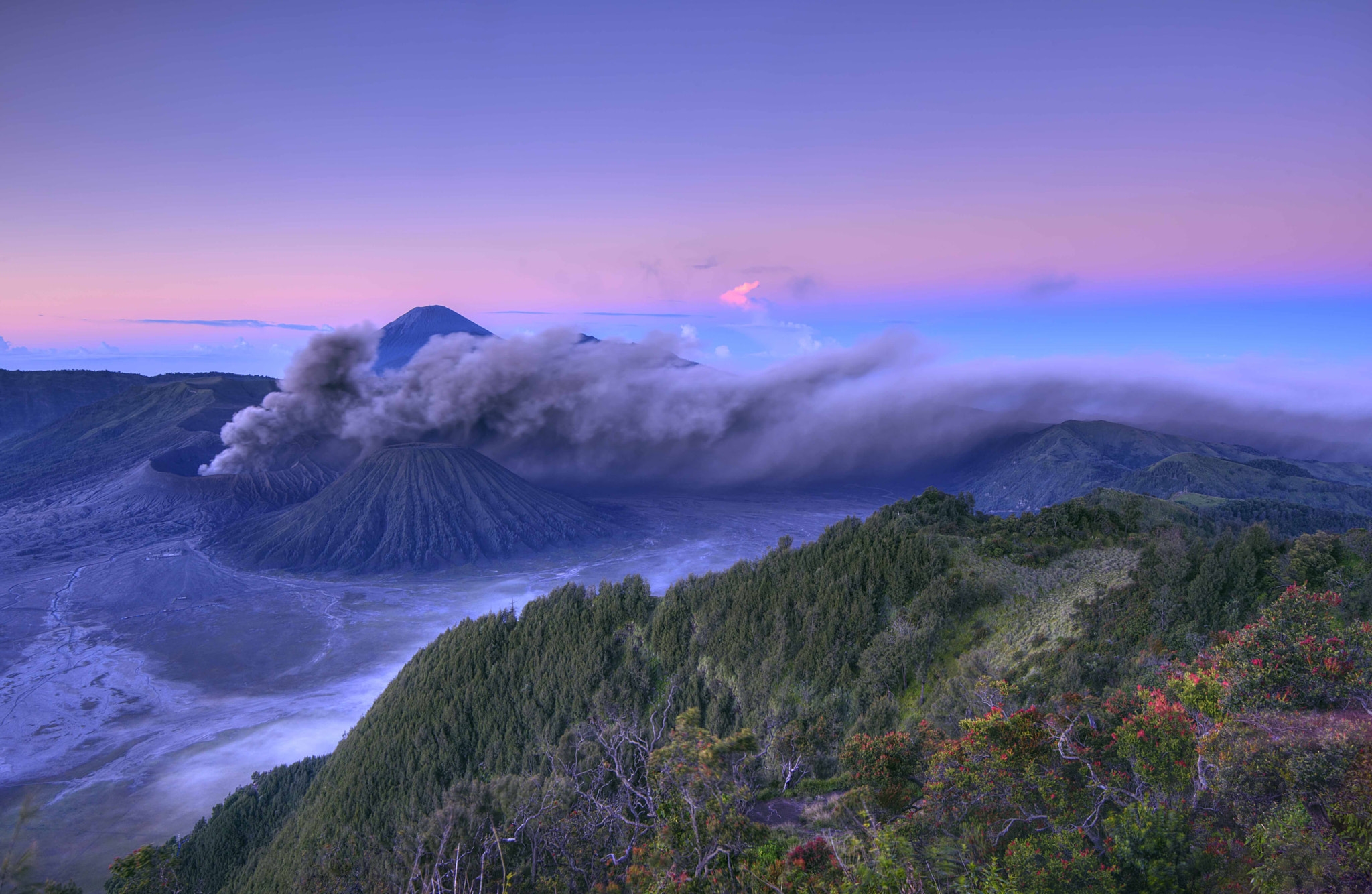 桌面上的壁纸布鲁莫山的早晨 东爪哇省 印度尼西亚