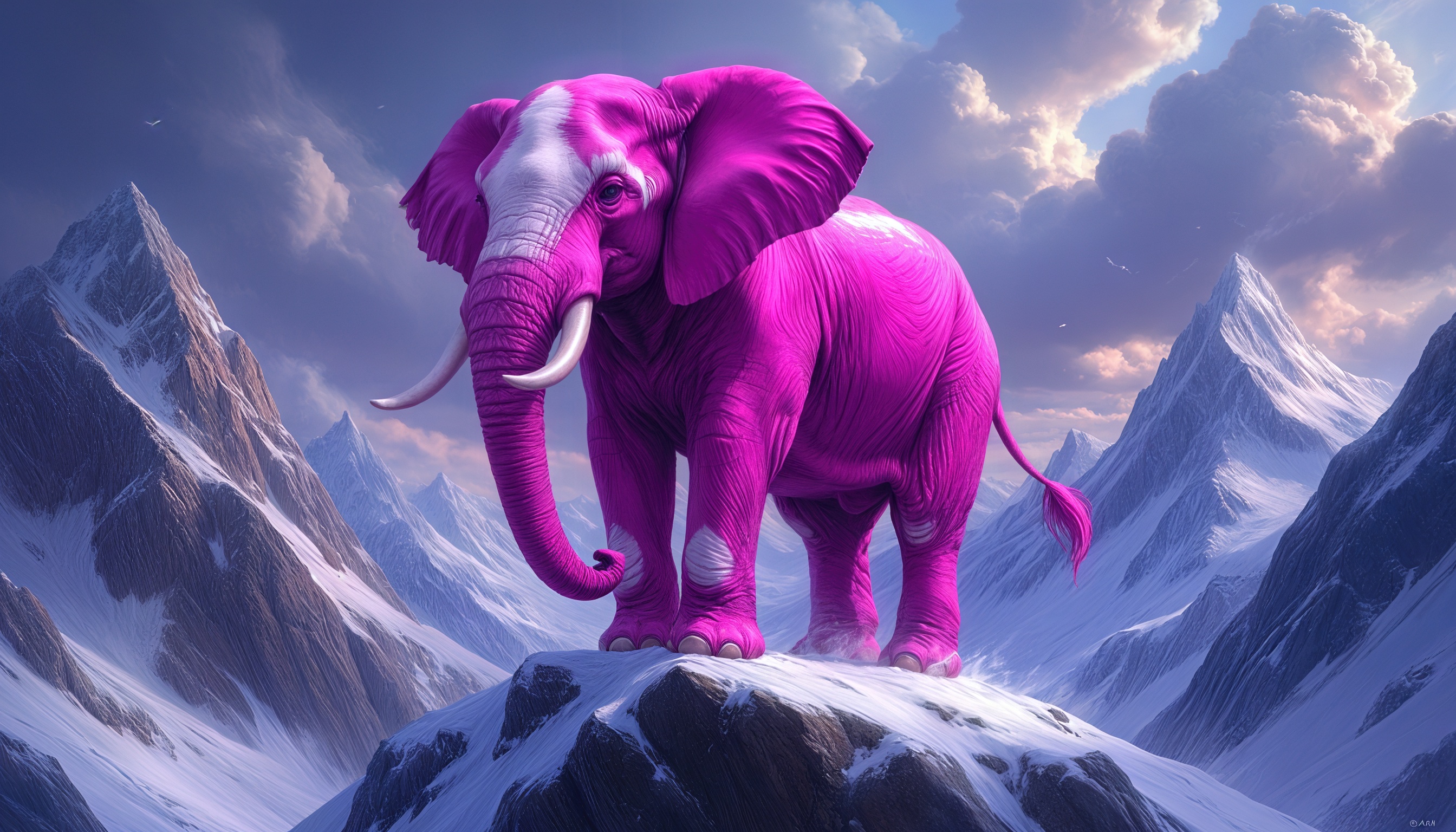 免费照片粉红色的象站在山顶上。