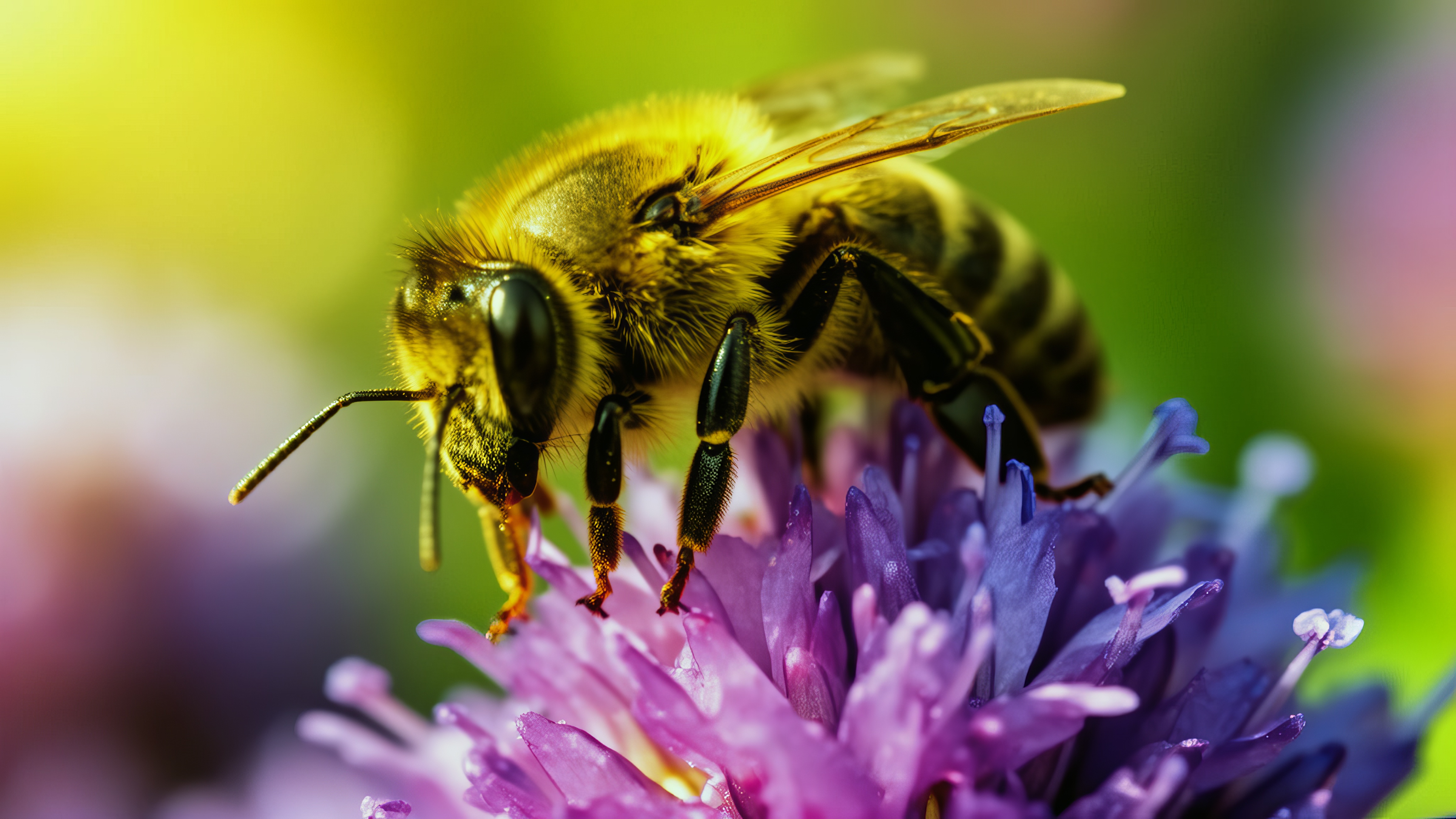 Бесплатное фото Пчела, которая сидит на каких-то цветах